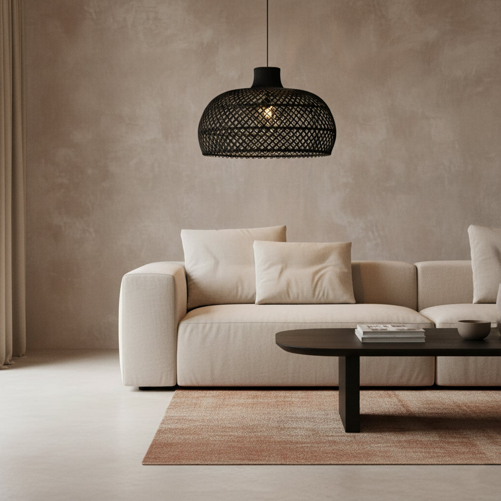 Hanglamp Maze rotan zwart