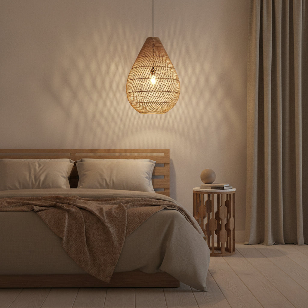 Hanglamp Maze druppel rotan naturel by Raw Materials Amsterdam