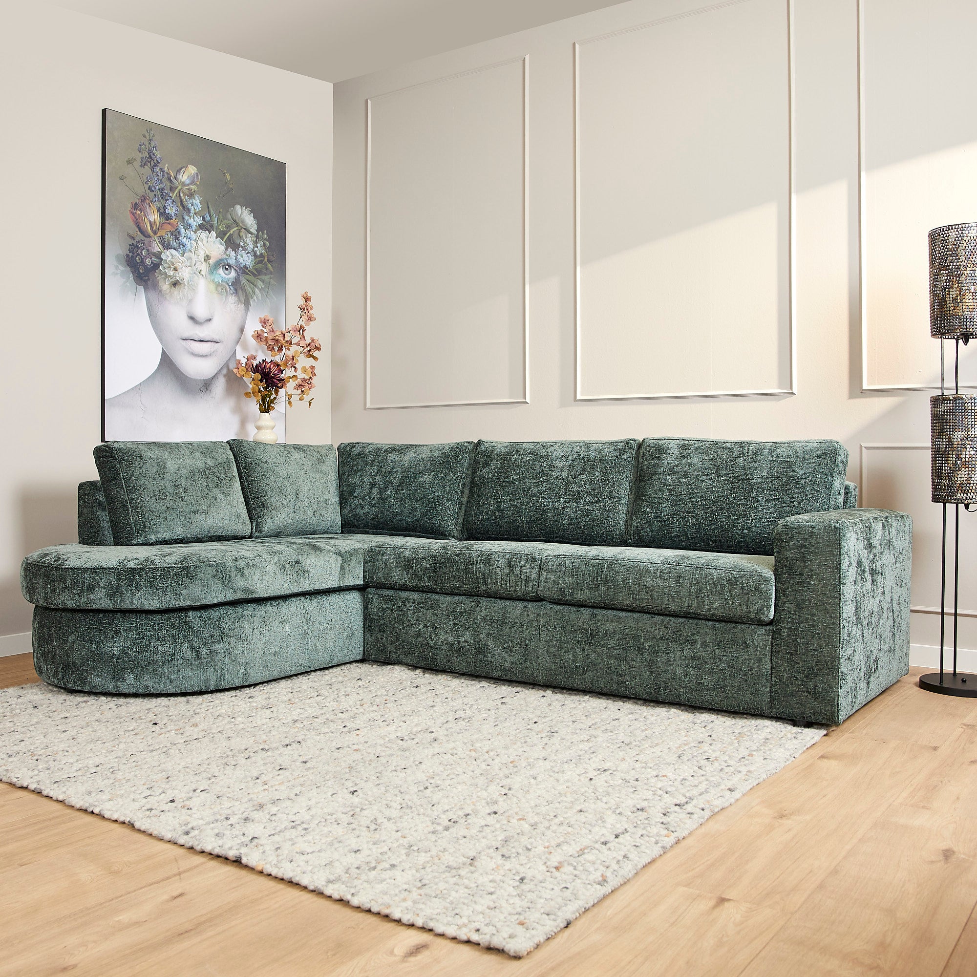 MySofa Alma | Divan links + 2,5-zits | Groen