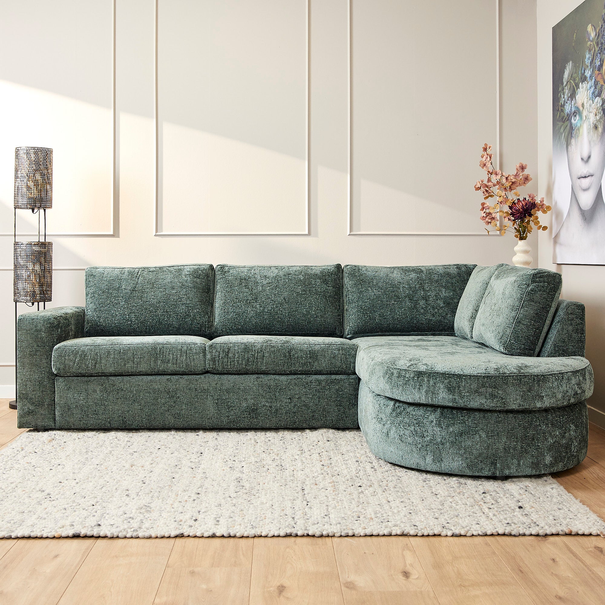 MySofa Alma | 2,5 zits + divan rechts | Groen by Starfurn