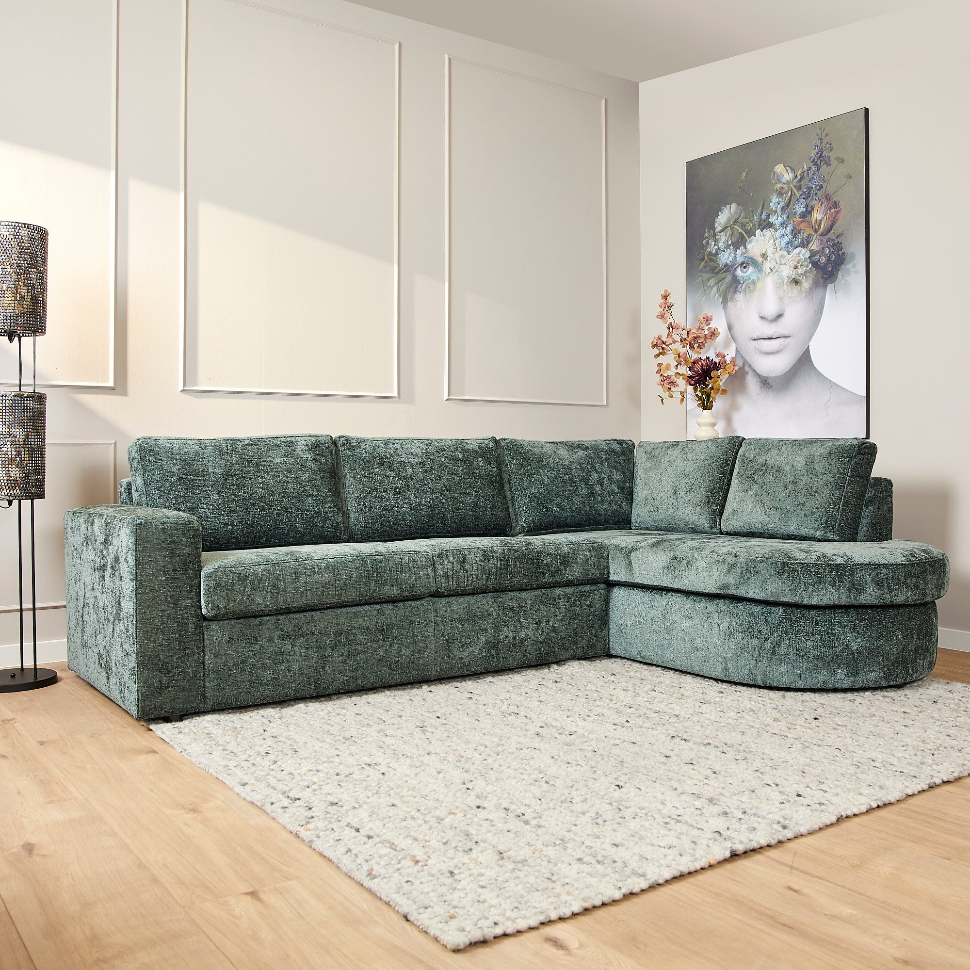 MySofa Alma | 2,5 zits + divan rechts | Groen by Starfurn