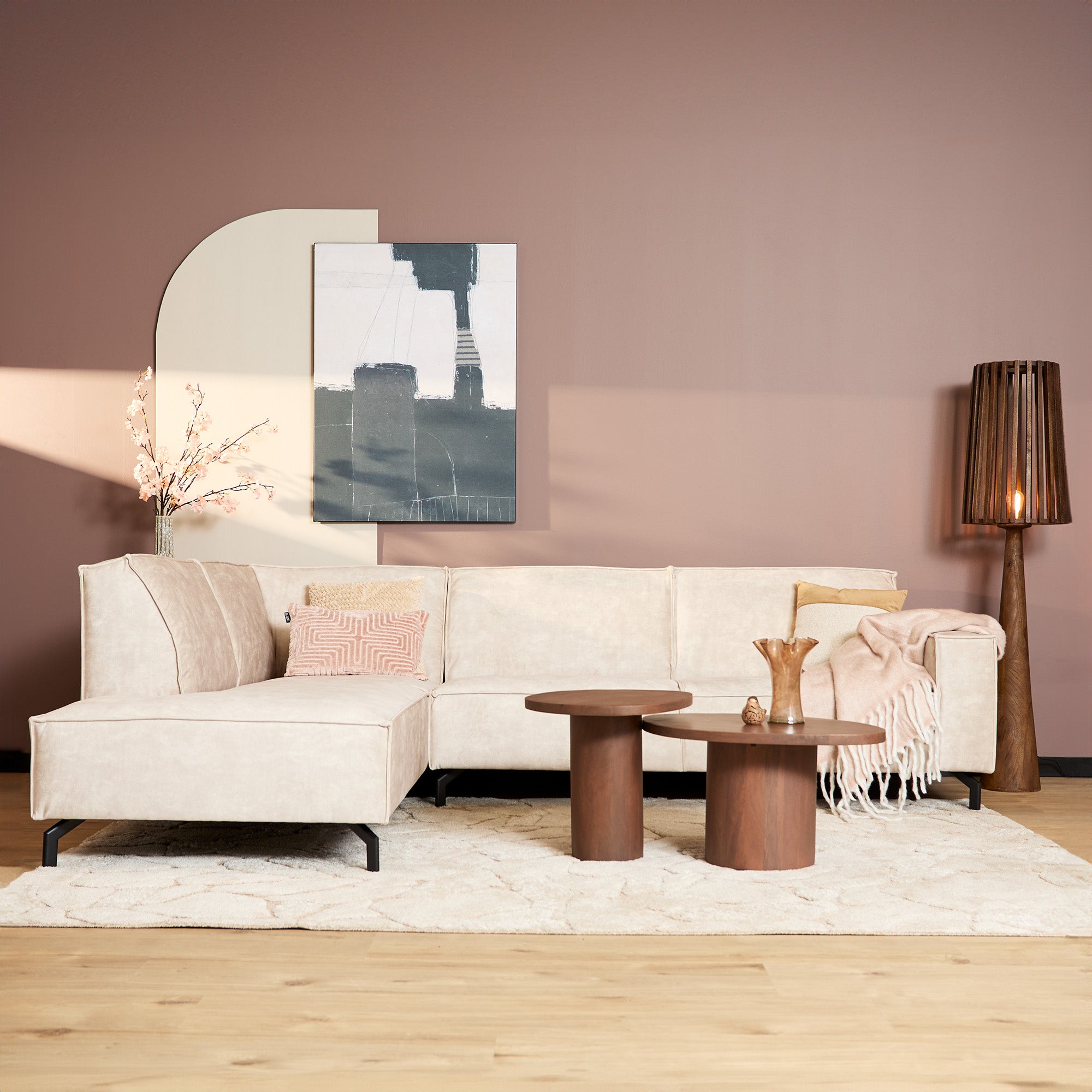 MySofa Floris | Divan links + 2,5-zits | fluweel beige by Starfurn