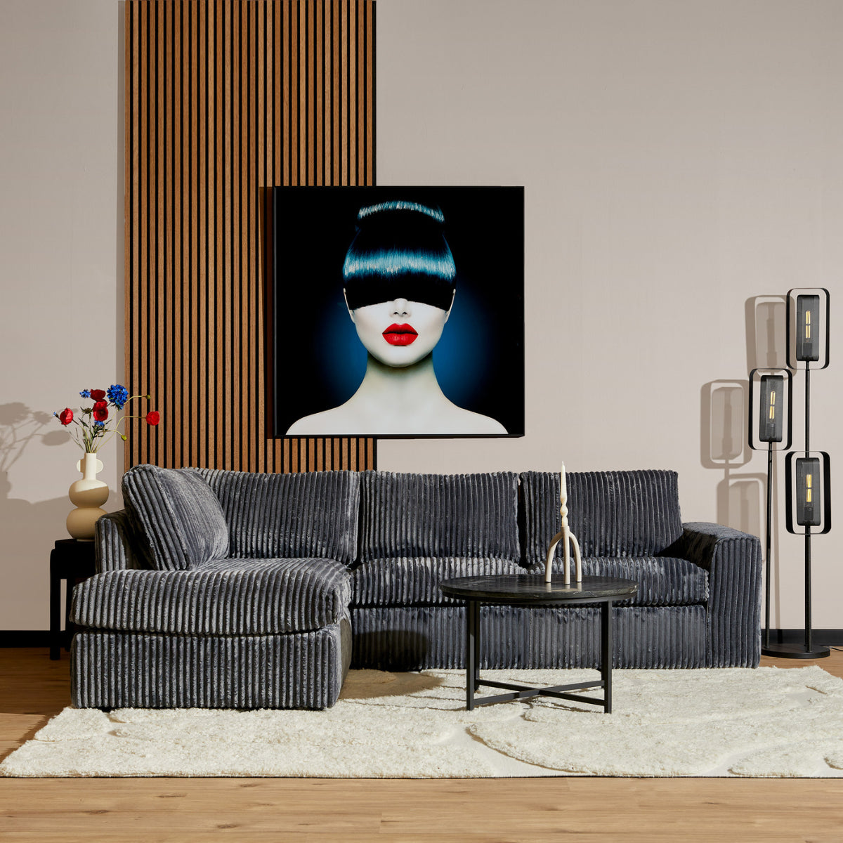 MySofa Teddy | Divan links + 2,5-zits | Antraciet