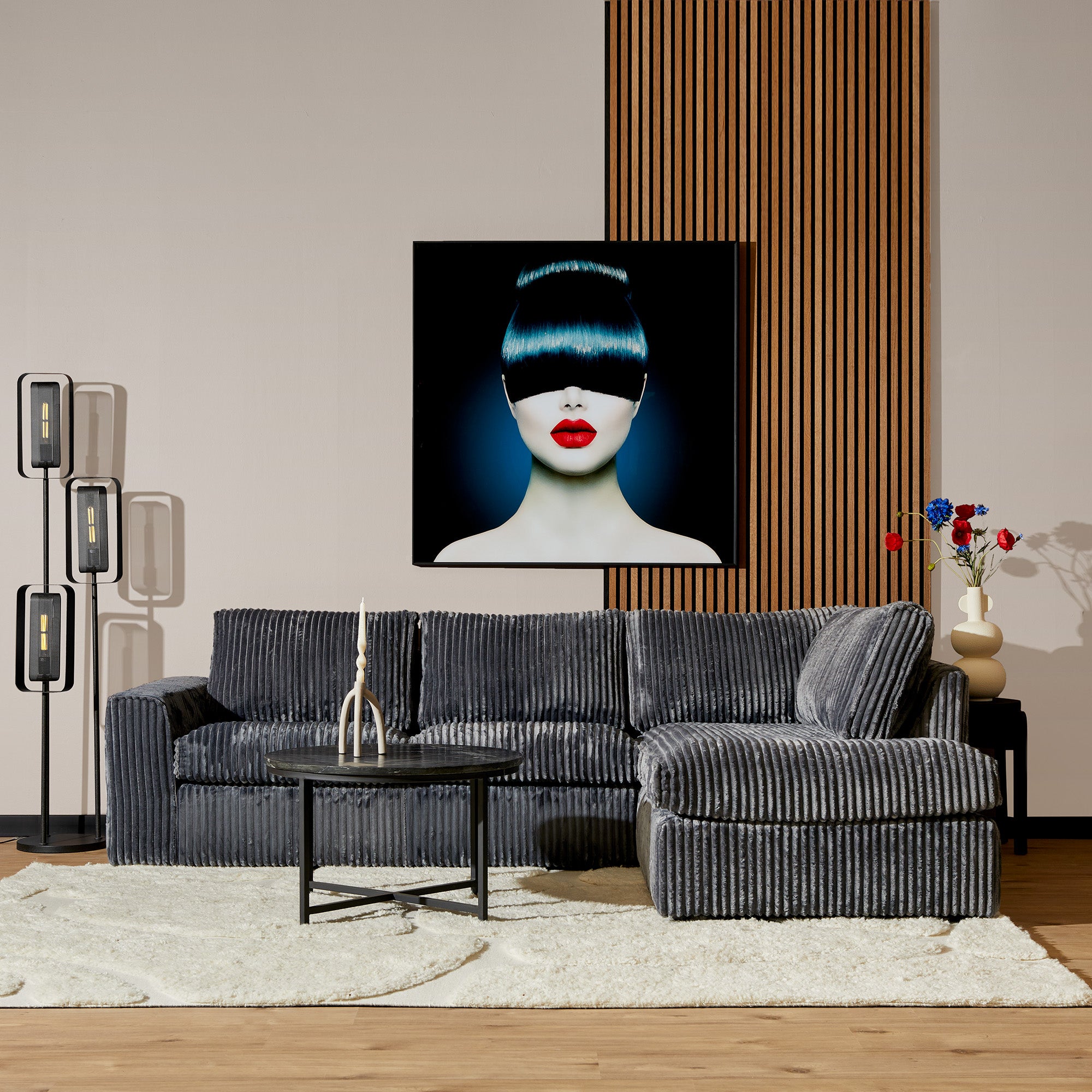 MySofa Teddy | 2,5-zits + divan rechts | antraciet