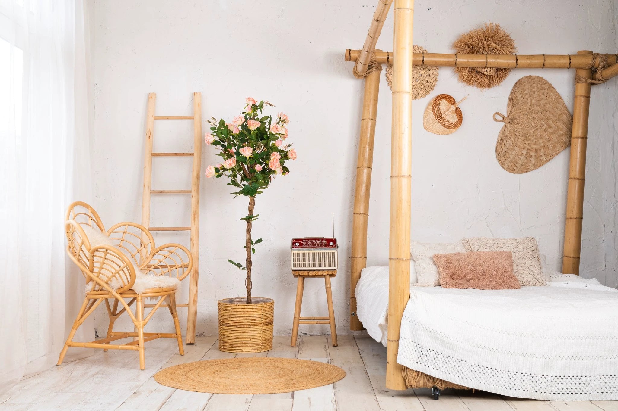 Kunstplant boom met rozen 140cm by NeverLeafs