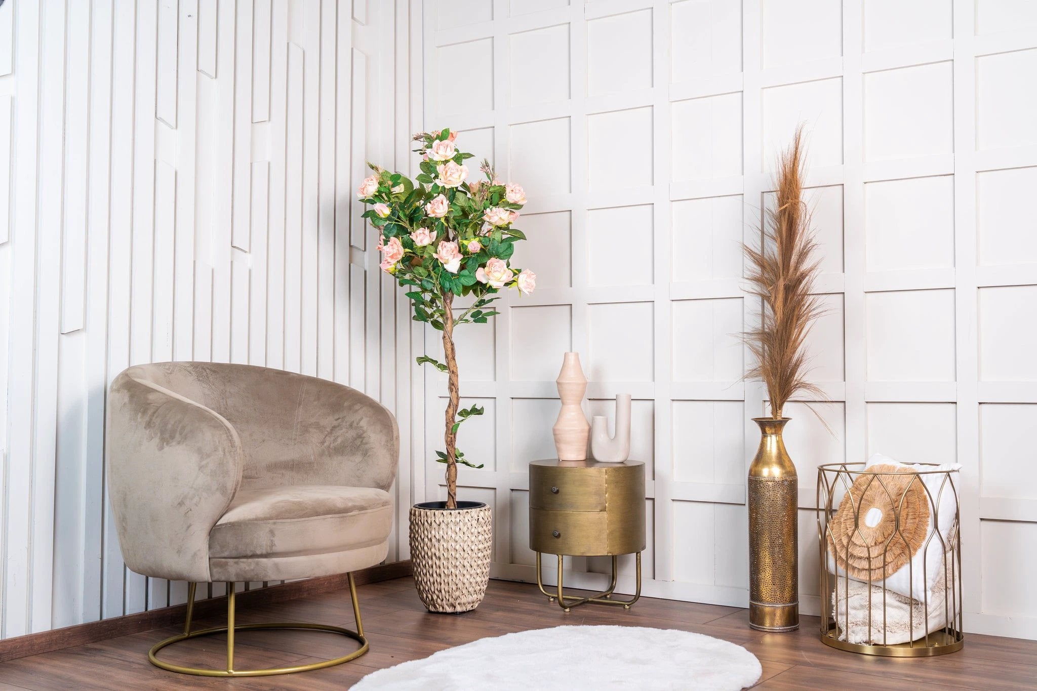 Kunstplant boom met rozen 140cm by NeverLeafs