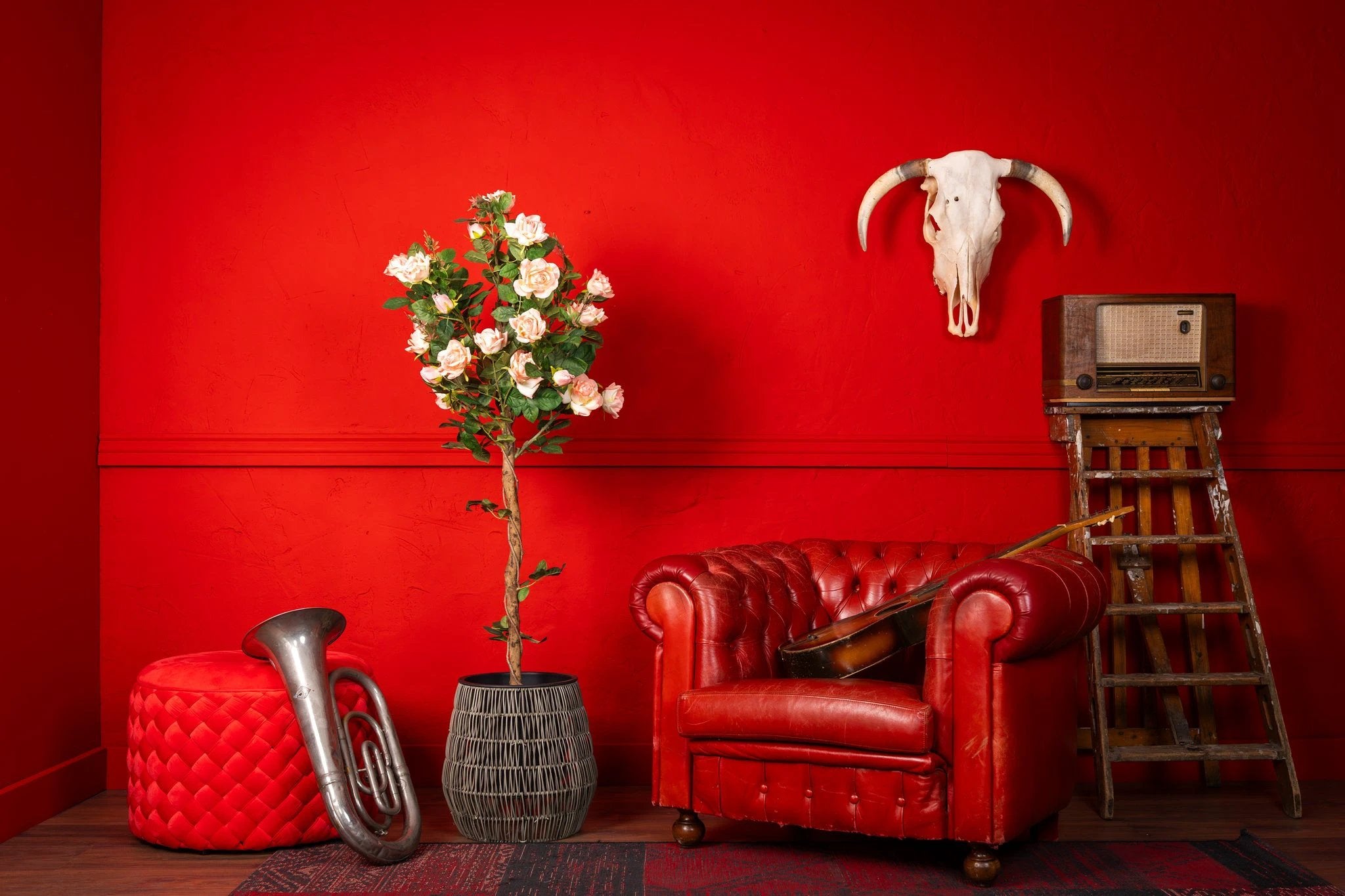 Kunstplant boom met rozen 140cm by NeverLeafs