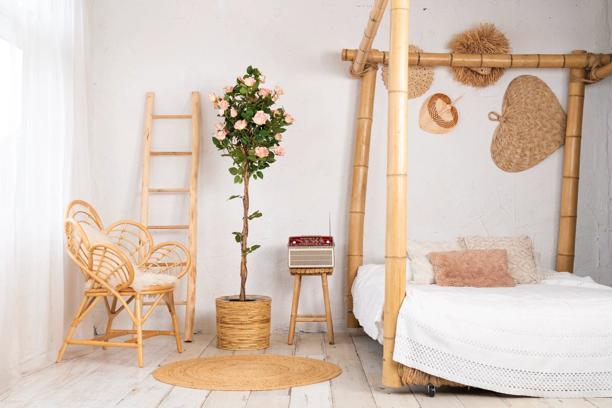 Kunstplant boom met rozen 160cm by NeverLeafs