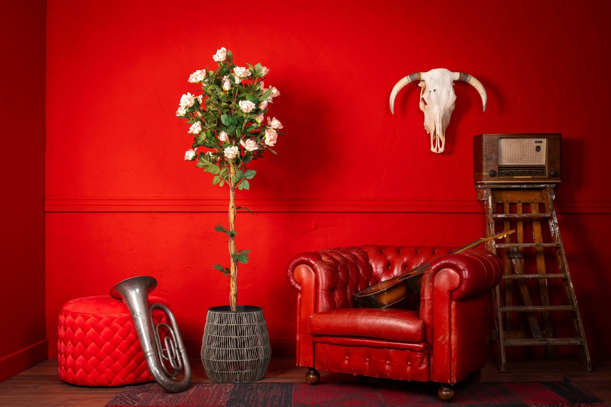 Kunstplant boom met rozen 160cm by NeverLeafs