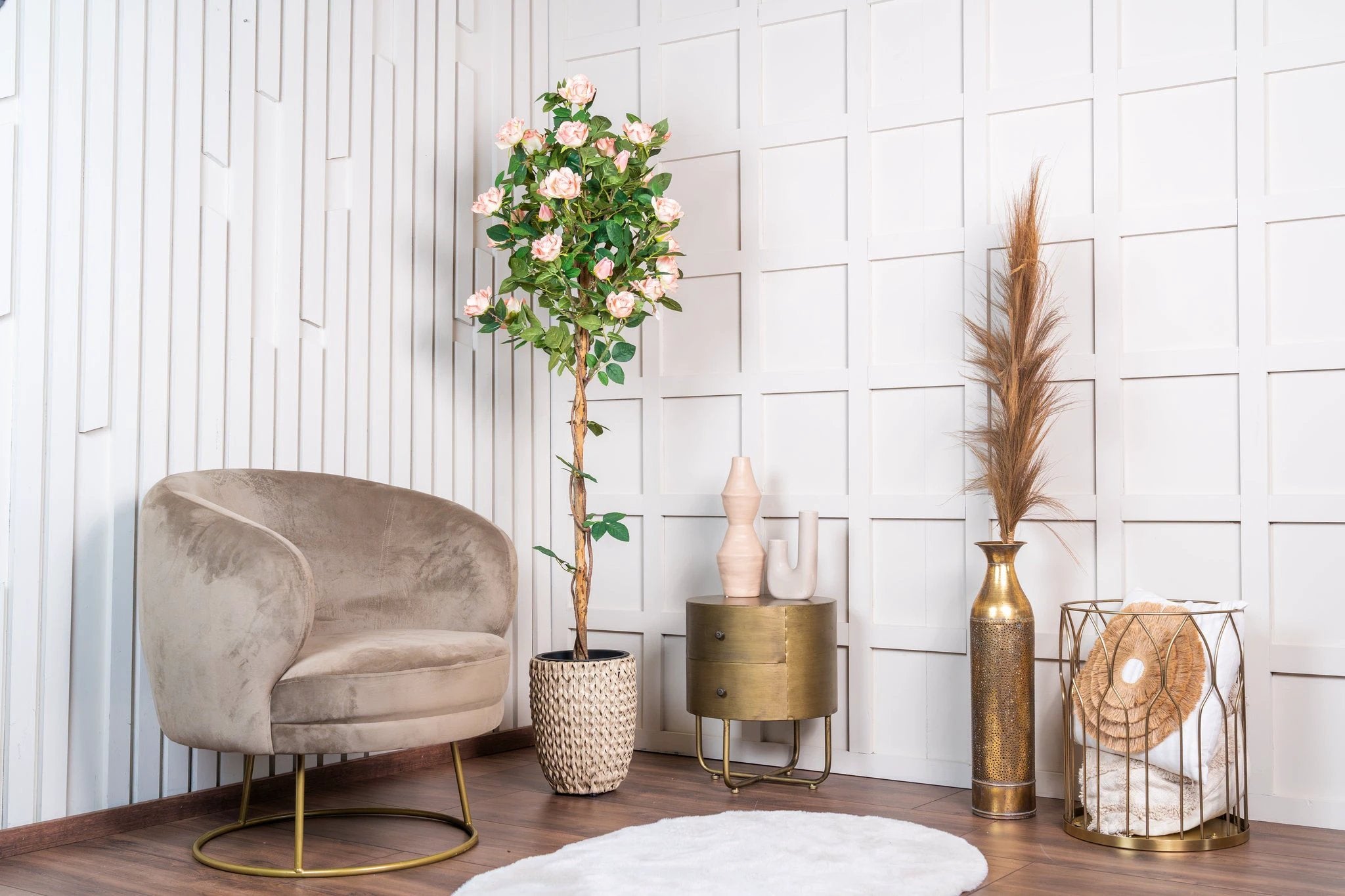 Kunstplant boom met rozen 160cm by NeverLeafs