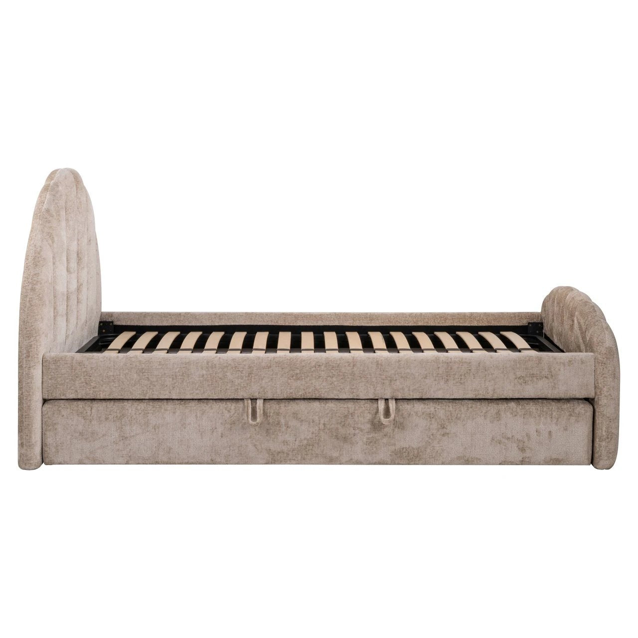 Bed Pixie leemkleurige chenille 120x200 met uittrekbed by Richmond Interiors