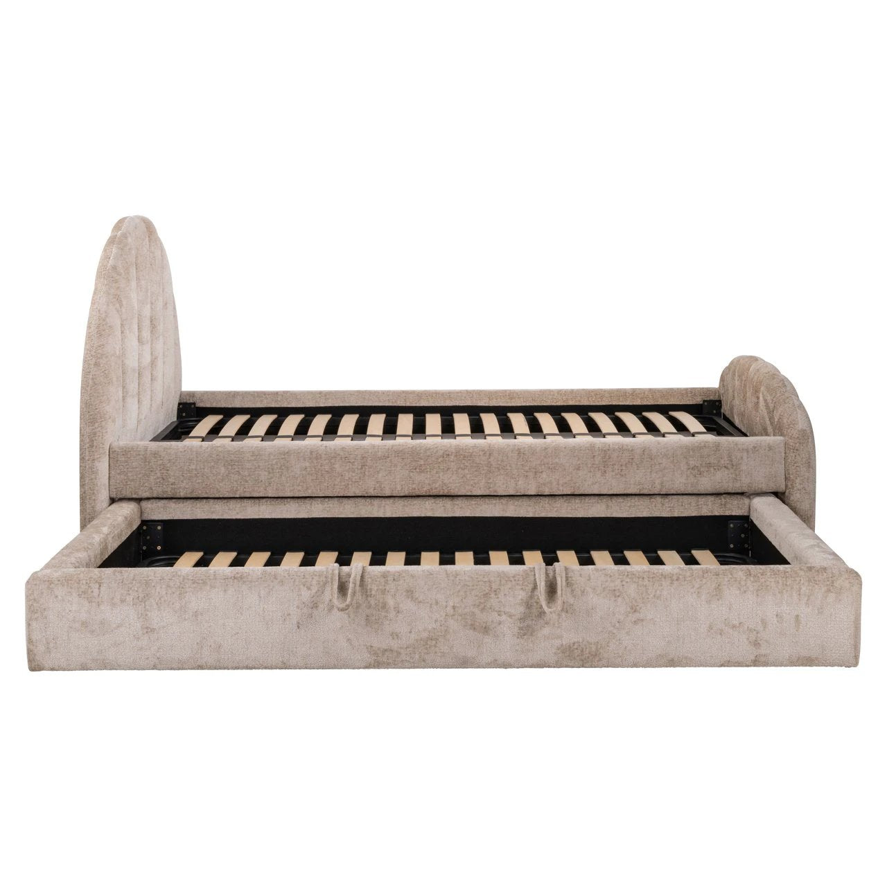 Bed Pixie leemkleurige chenille 120x200 met uittrekbed by Richmond Interiors