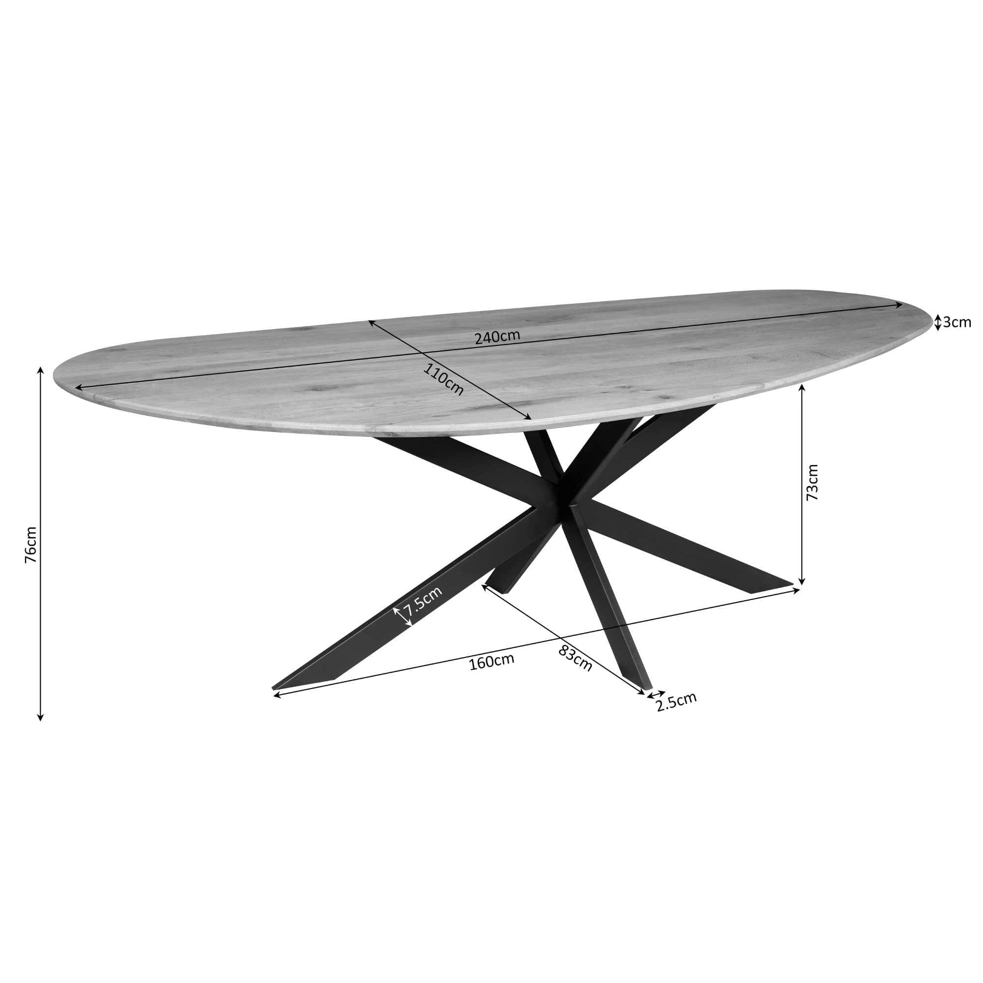 Eettafel Cloud | kiezel 240 cm | Eiken | Bruin by Starfurn