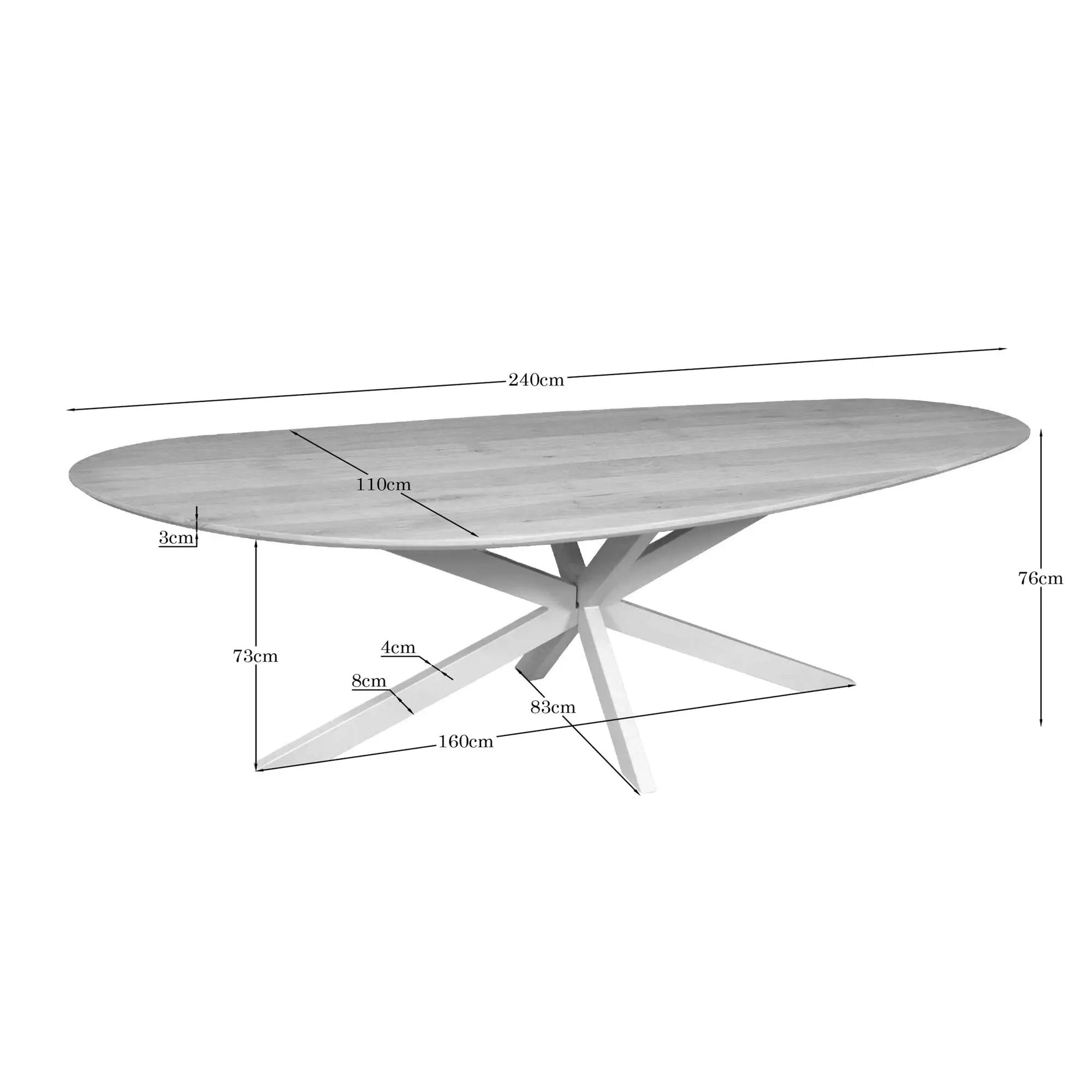 Eiken eettafel Cloud | 240 cm | Naturel | Poot Zand by depauwwonen