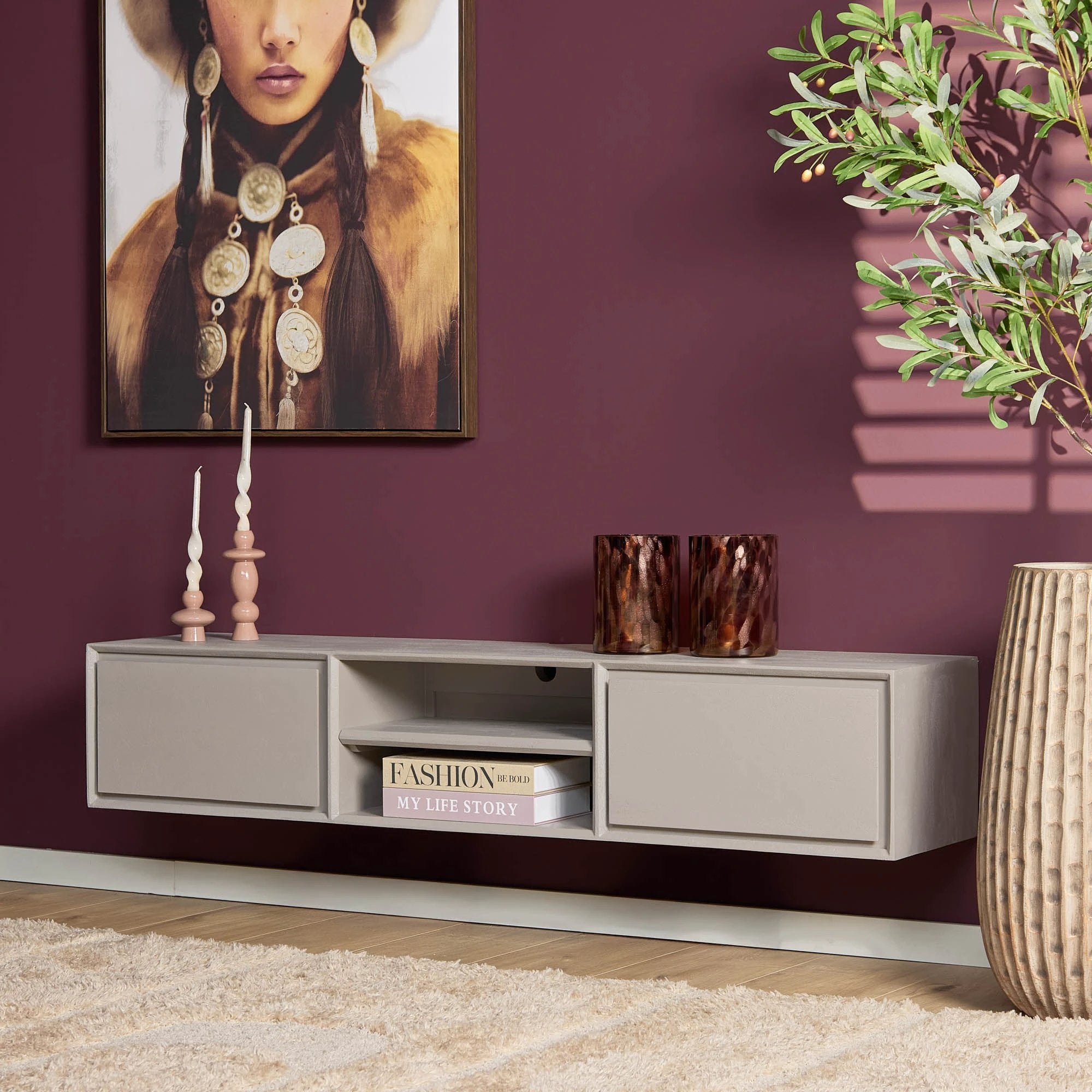 Zwevend tv-meubel Ambiance Taupe | 160 cm by Starfurn