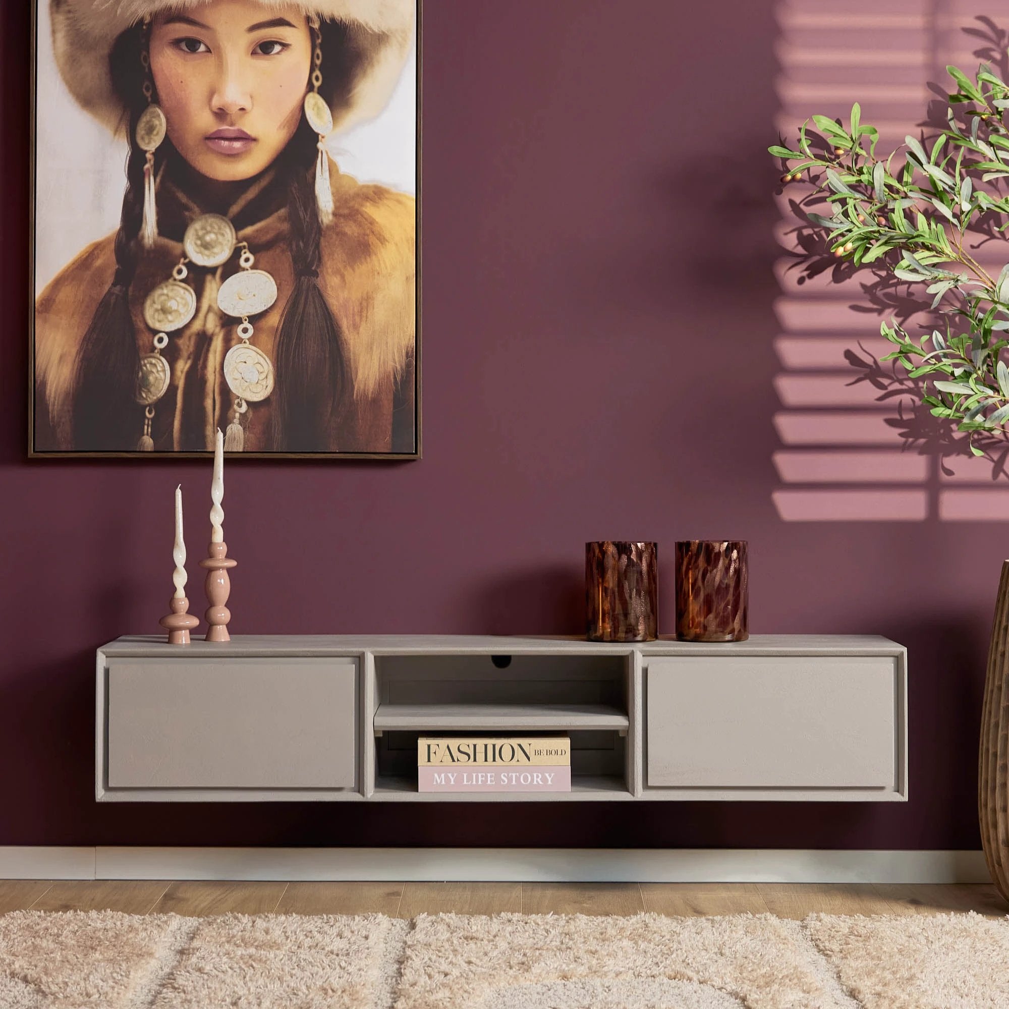 Zwevend tv-meubel Ambiance Taupe | 160 cm by Starfurn