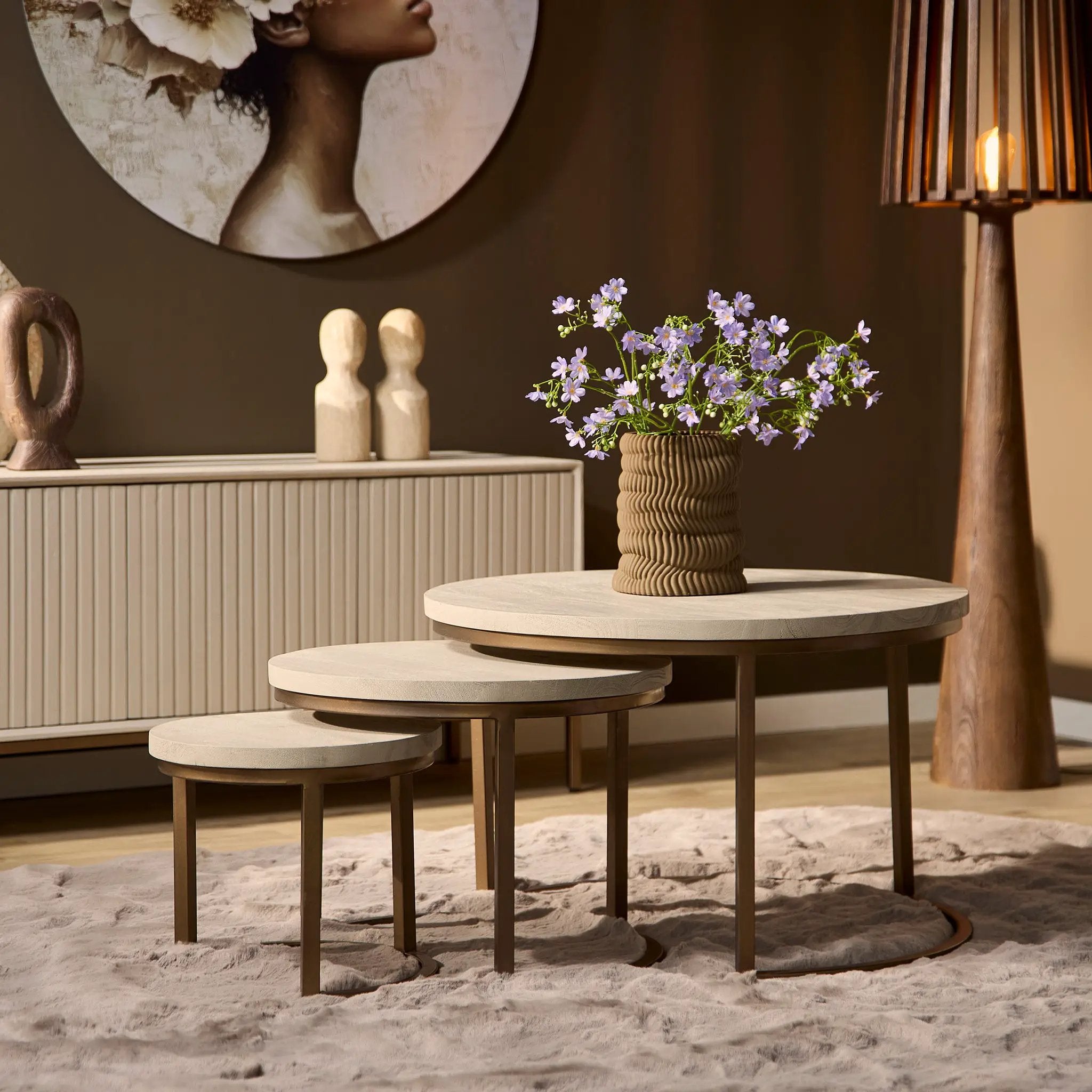 Salontafel Madison Zand | 70 cm | set van 3 by depauwwonen