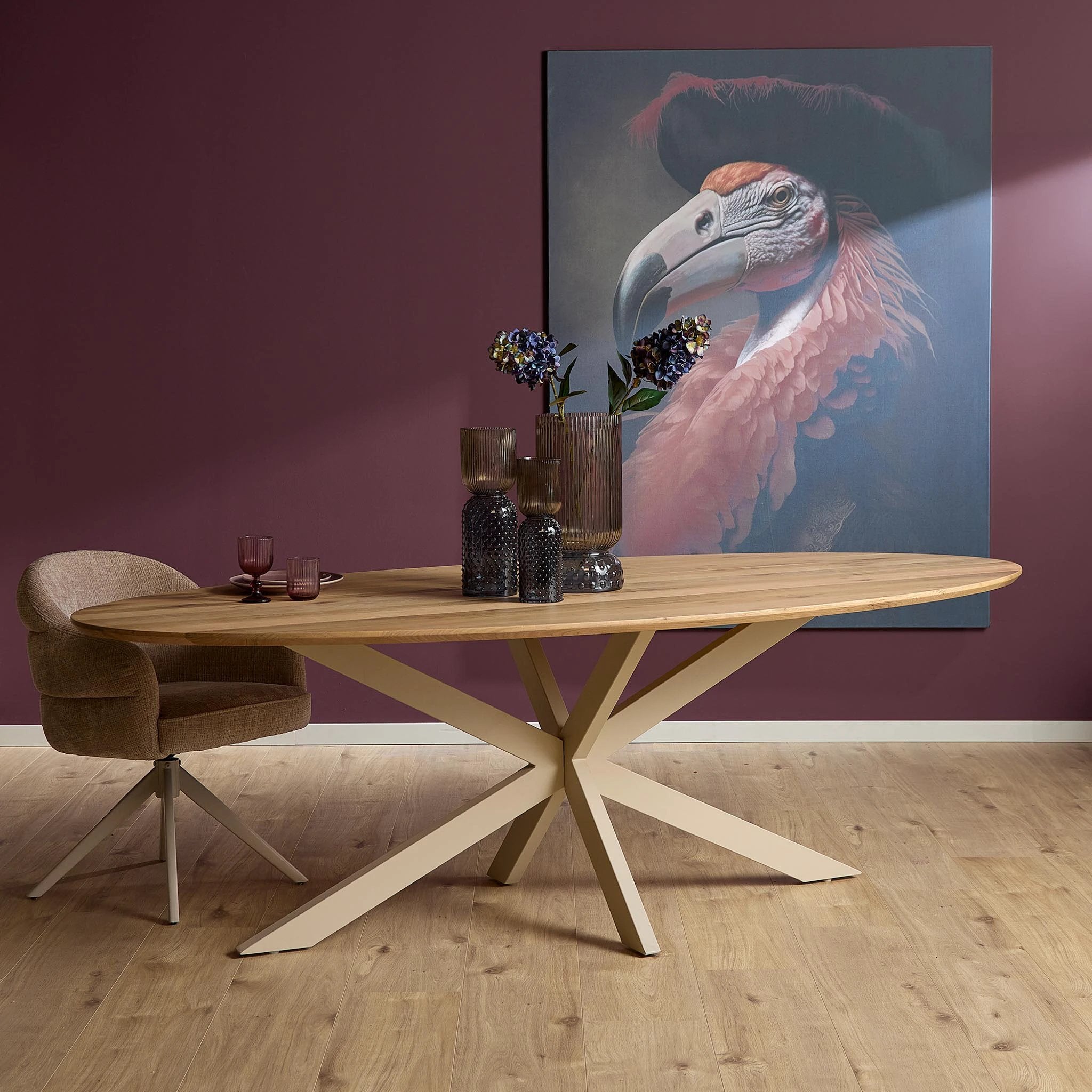 Ferris oak dining table | Oval 240 cm | Natural | Sand legs by depauwwonen