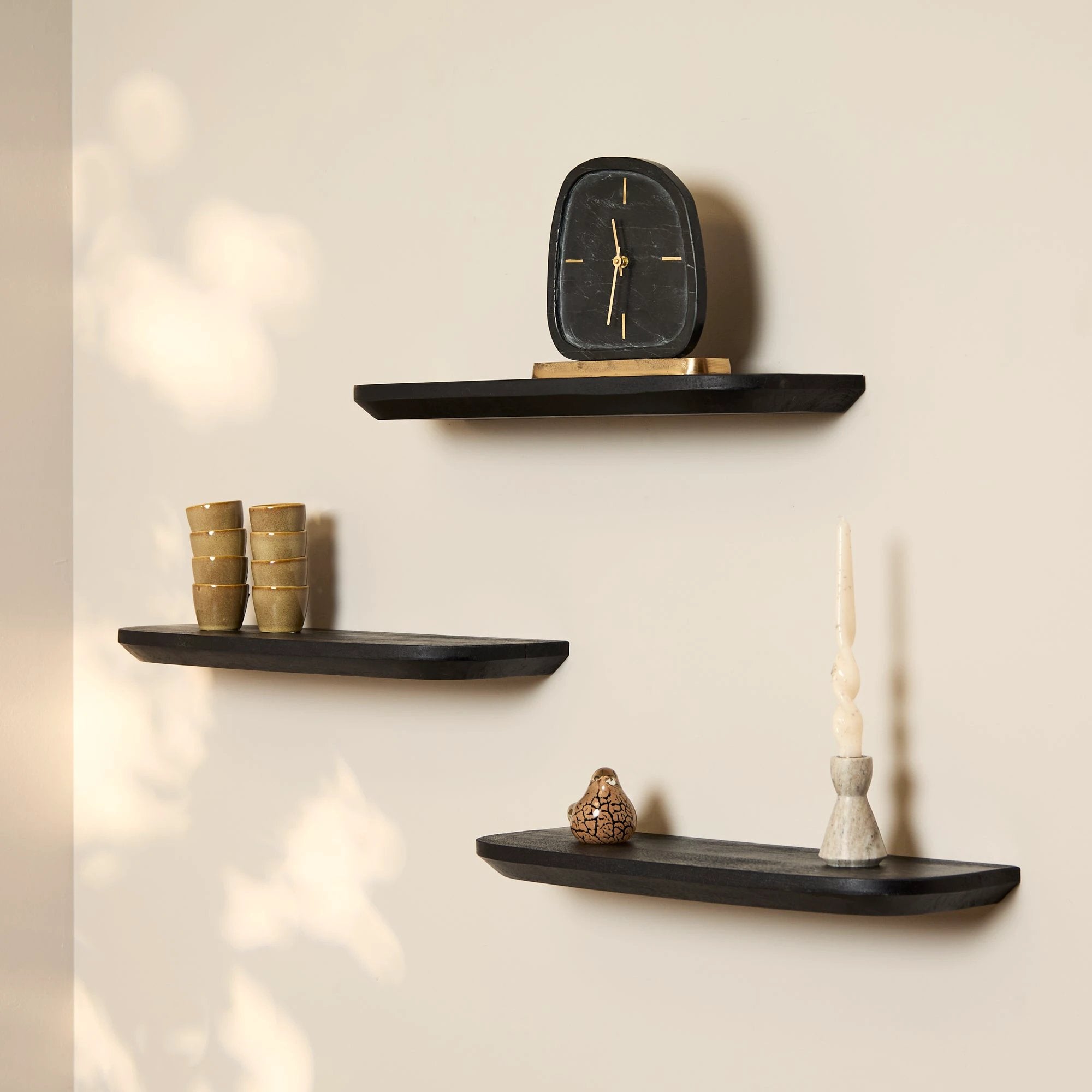 Wandplank Gusta Zwart | 60 cm | Set van 3 by depauwwonen