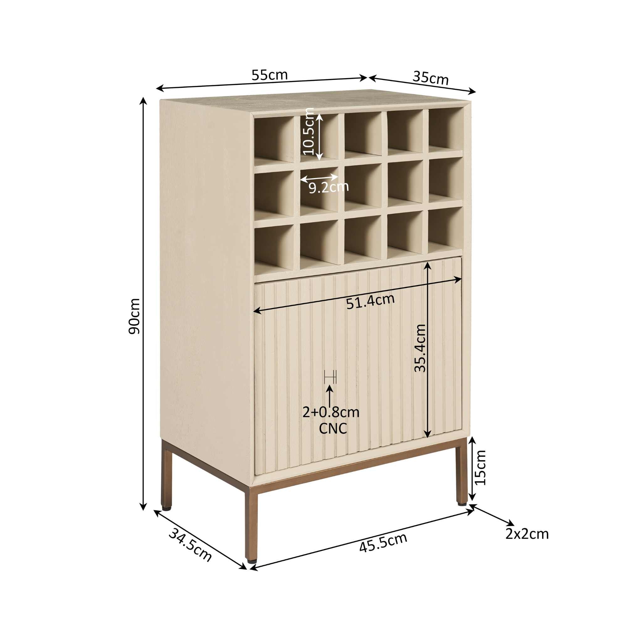 Wijnkast Madison Zand | 55 cm