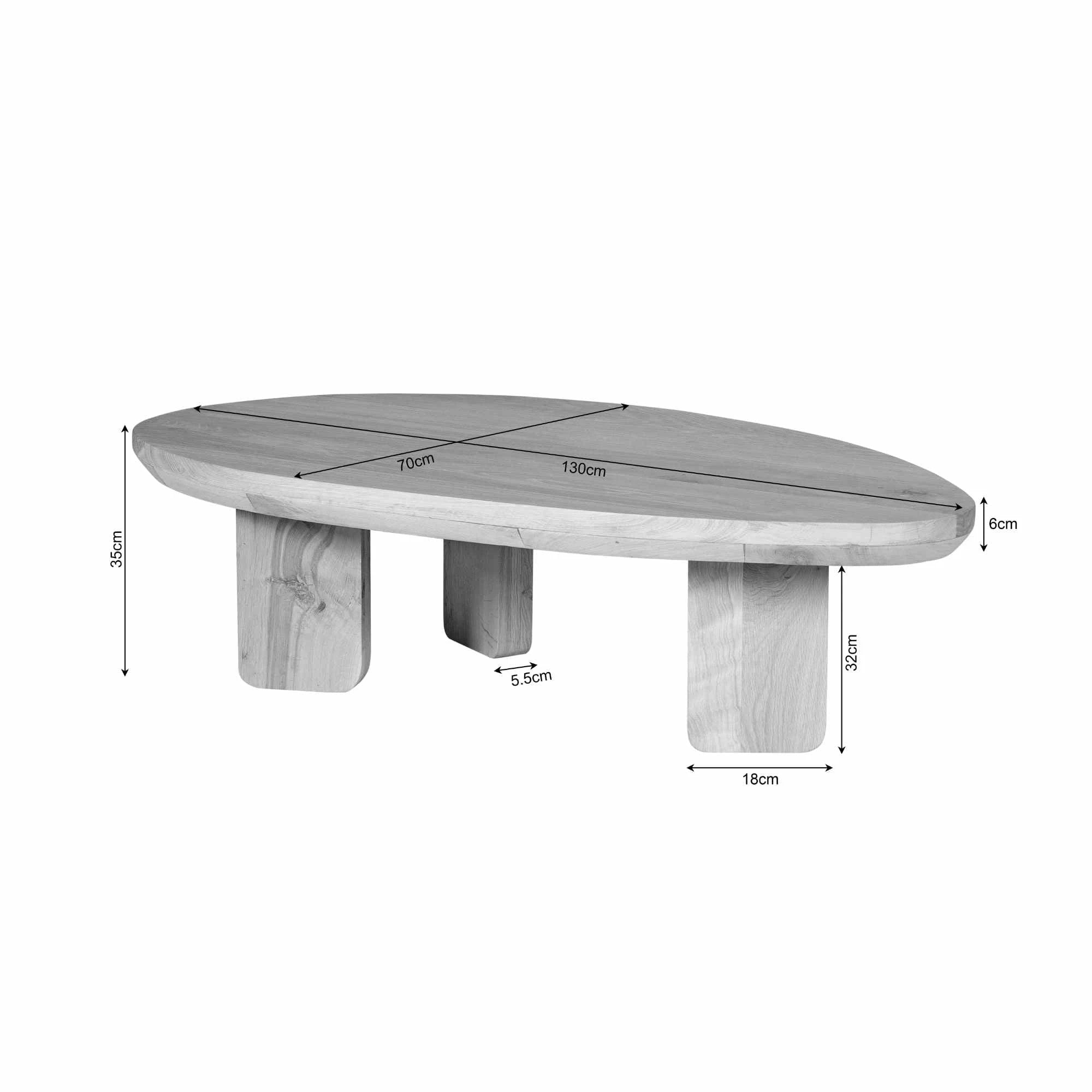 Salontafel Zillah | 130 cm | Naturel Eiken by Starfurn