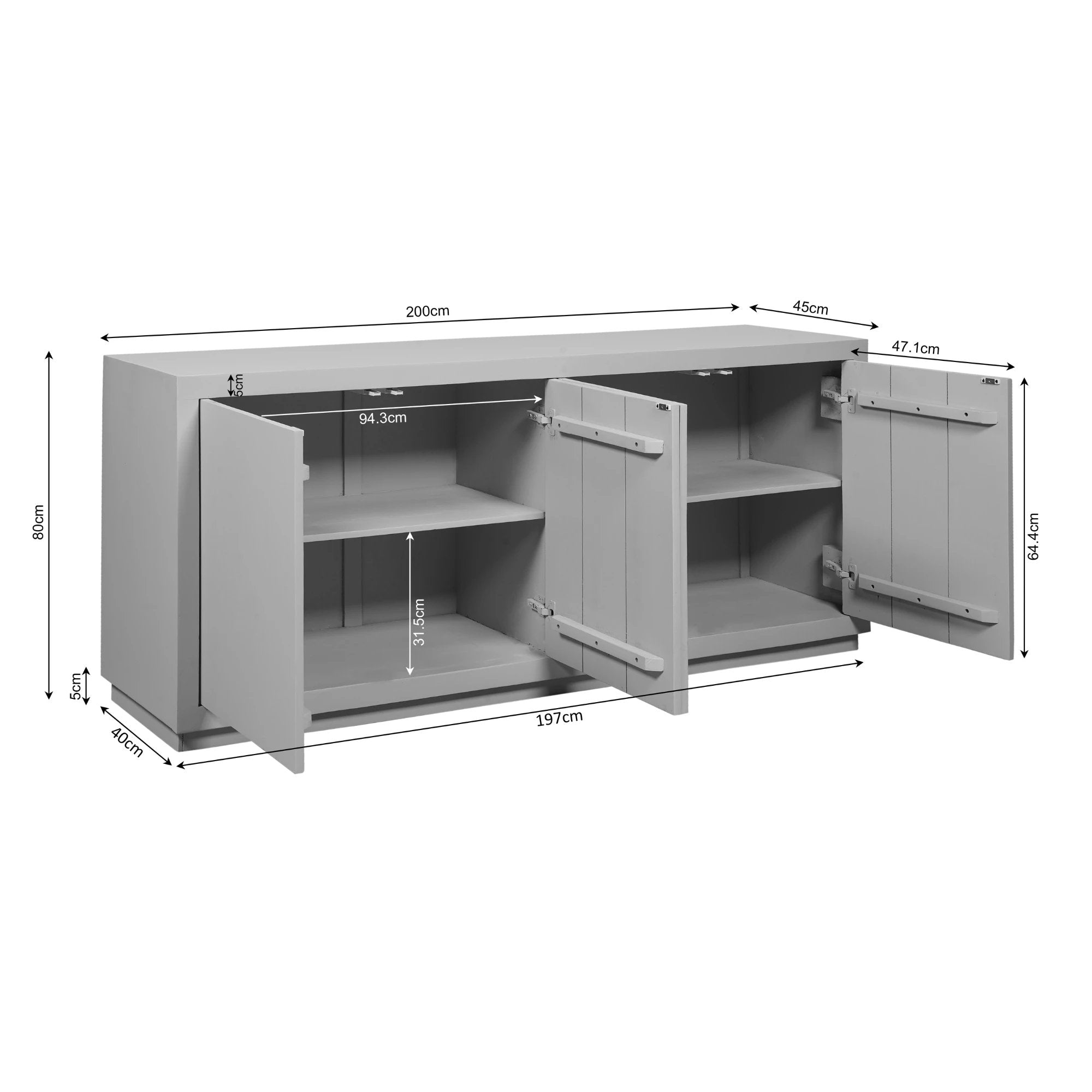 Dressoir Brussel Bruin | 200 cm by Starfurn