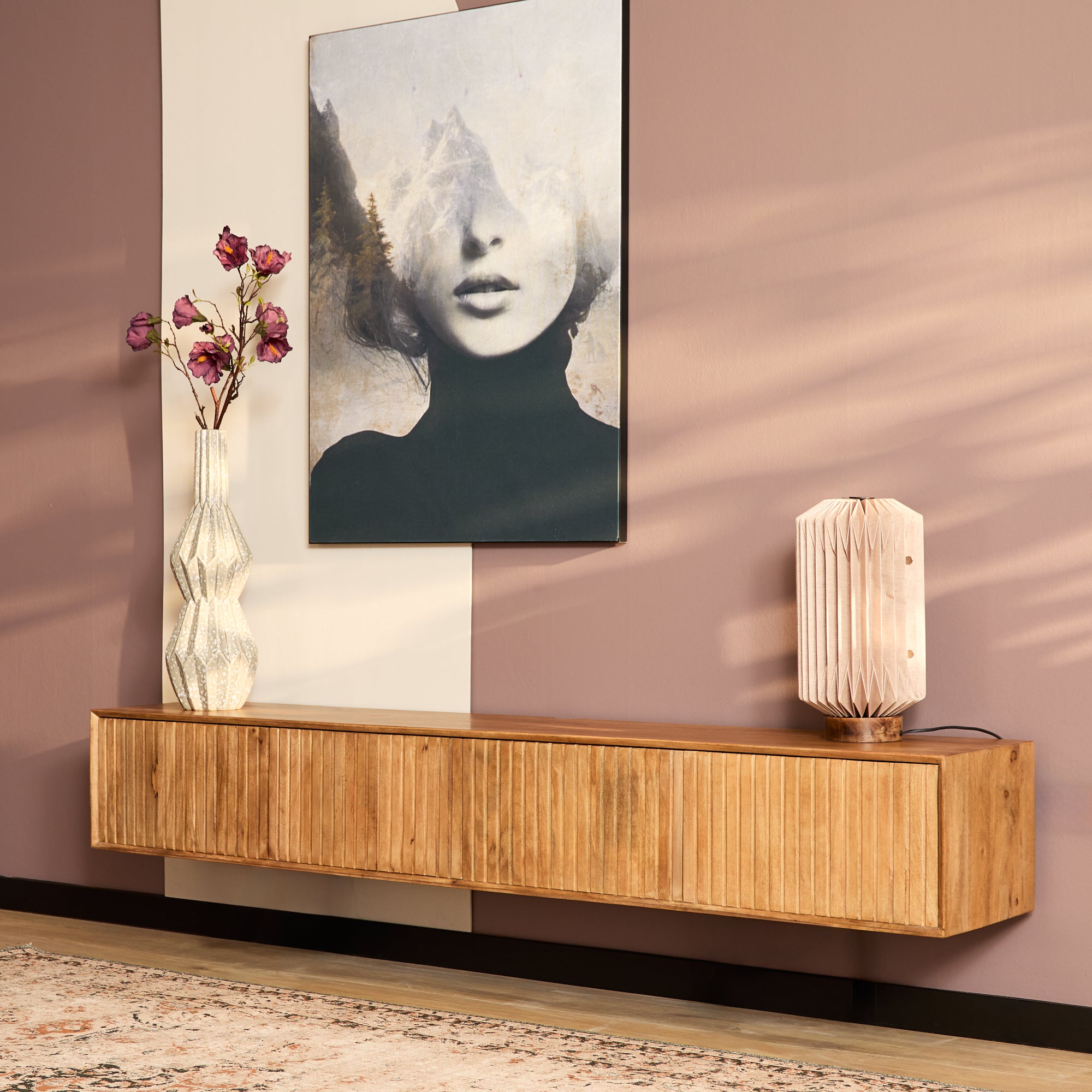 Zwevend TV-meubel Madison Naturel | 200 cm