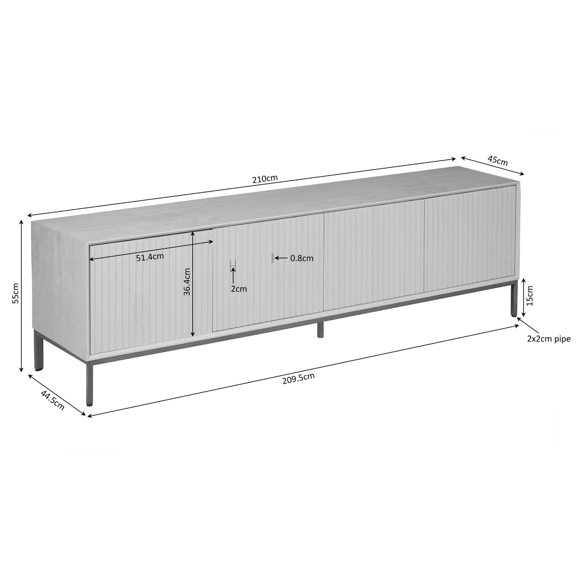 Tv-meubel Madison Natural | 210 cm