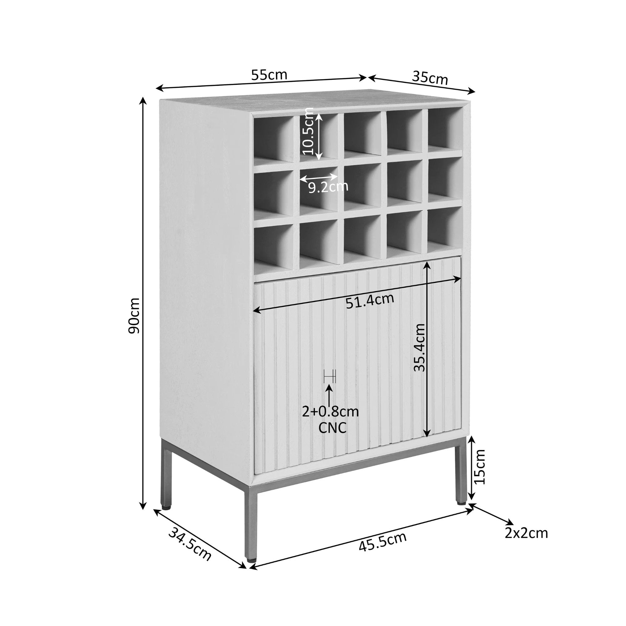Wijnkast Madison Natuurlijk | 55 cm by Starfurn