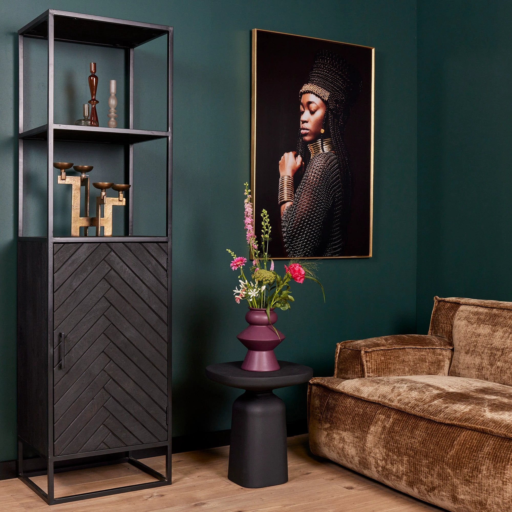 Boekenkast New York | Mangohout en staal | 1 deur by Starfurn