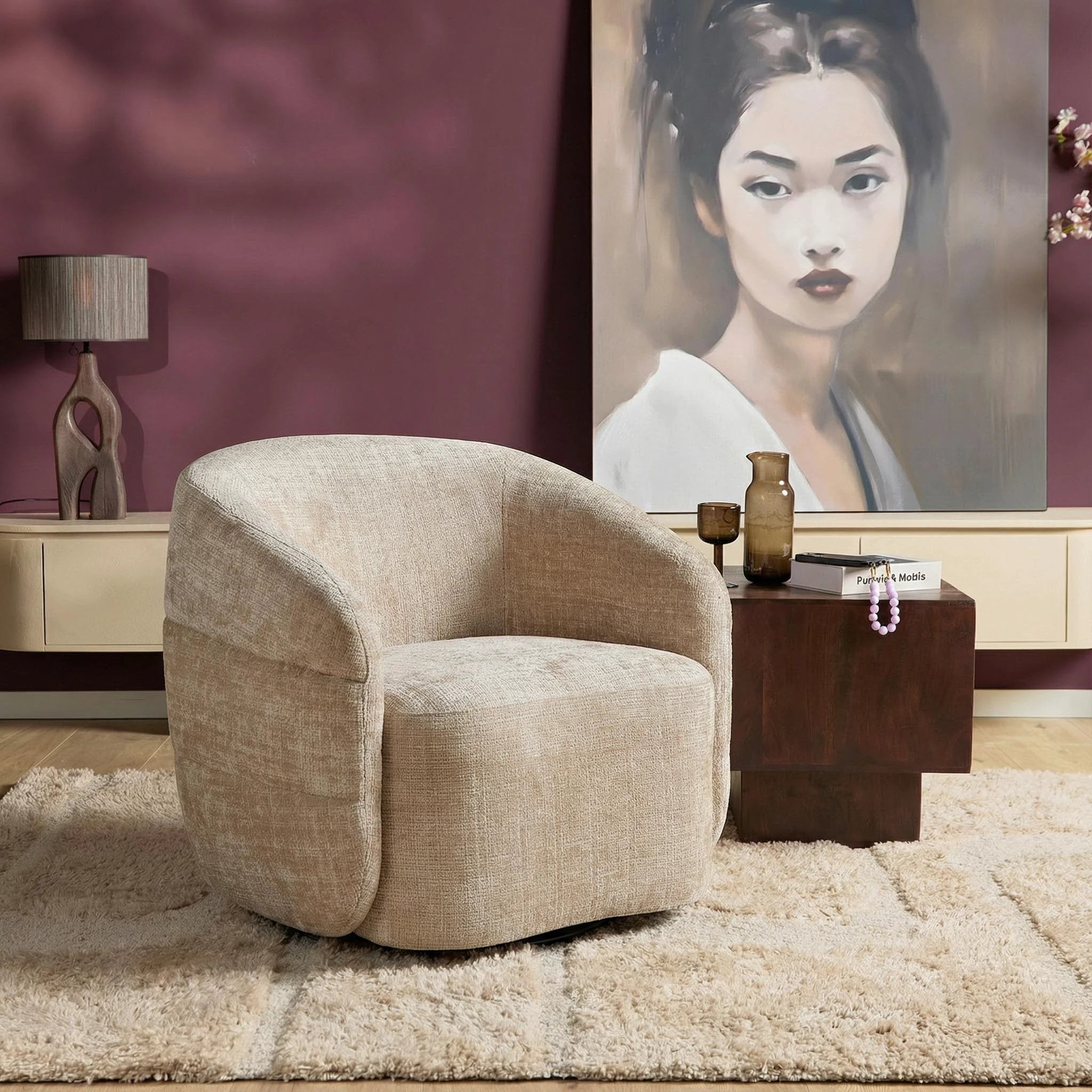 Fauteuil Yara - draaibaar | Beige by Starfurn