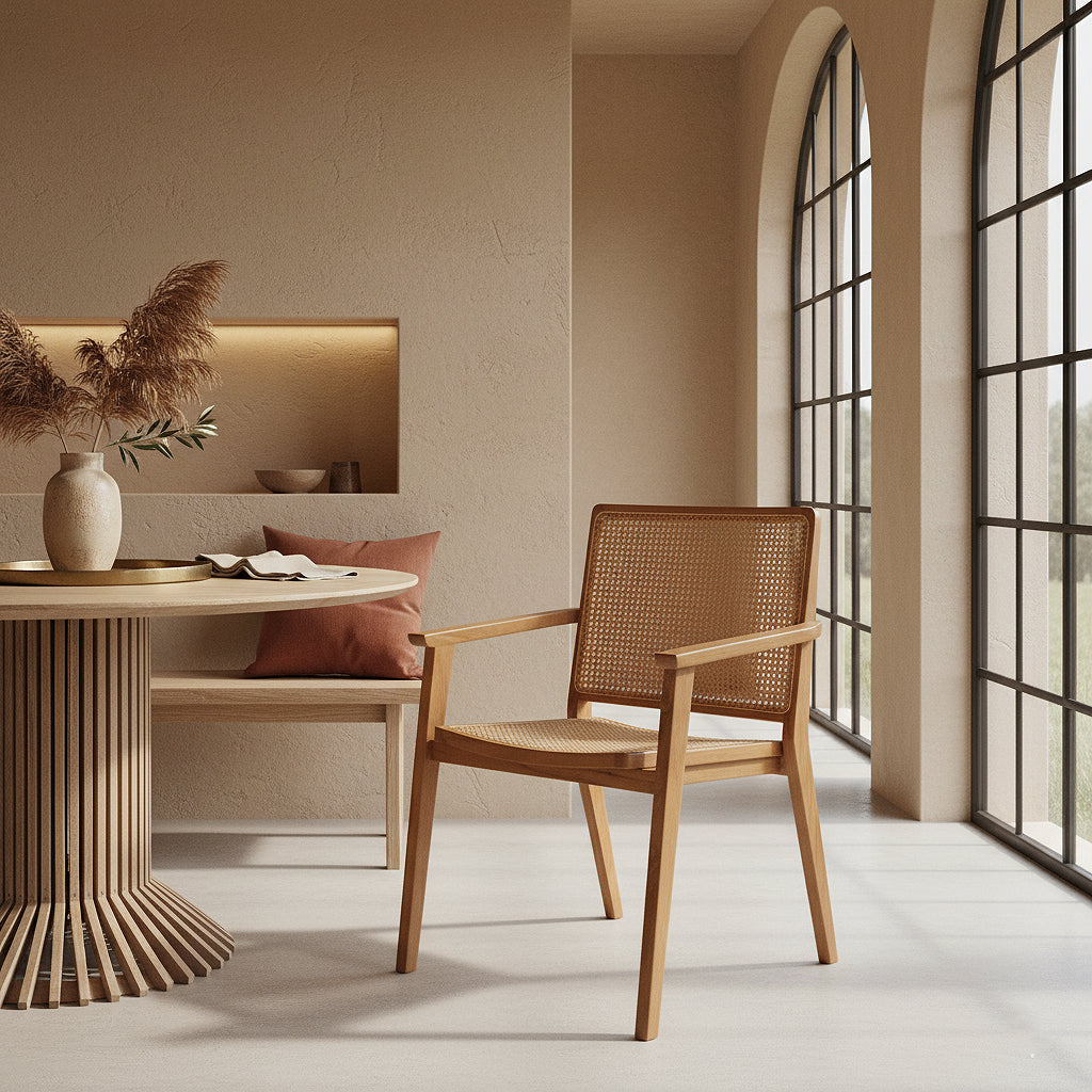 Eetkamerstoel Nova teakhouten met armleuning (set van 2)