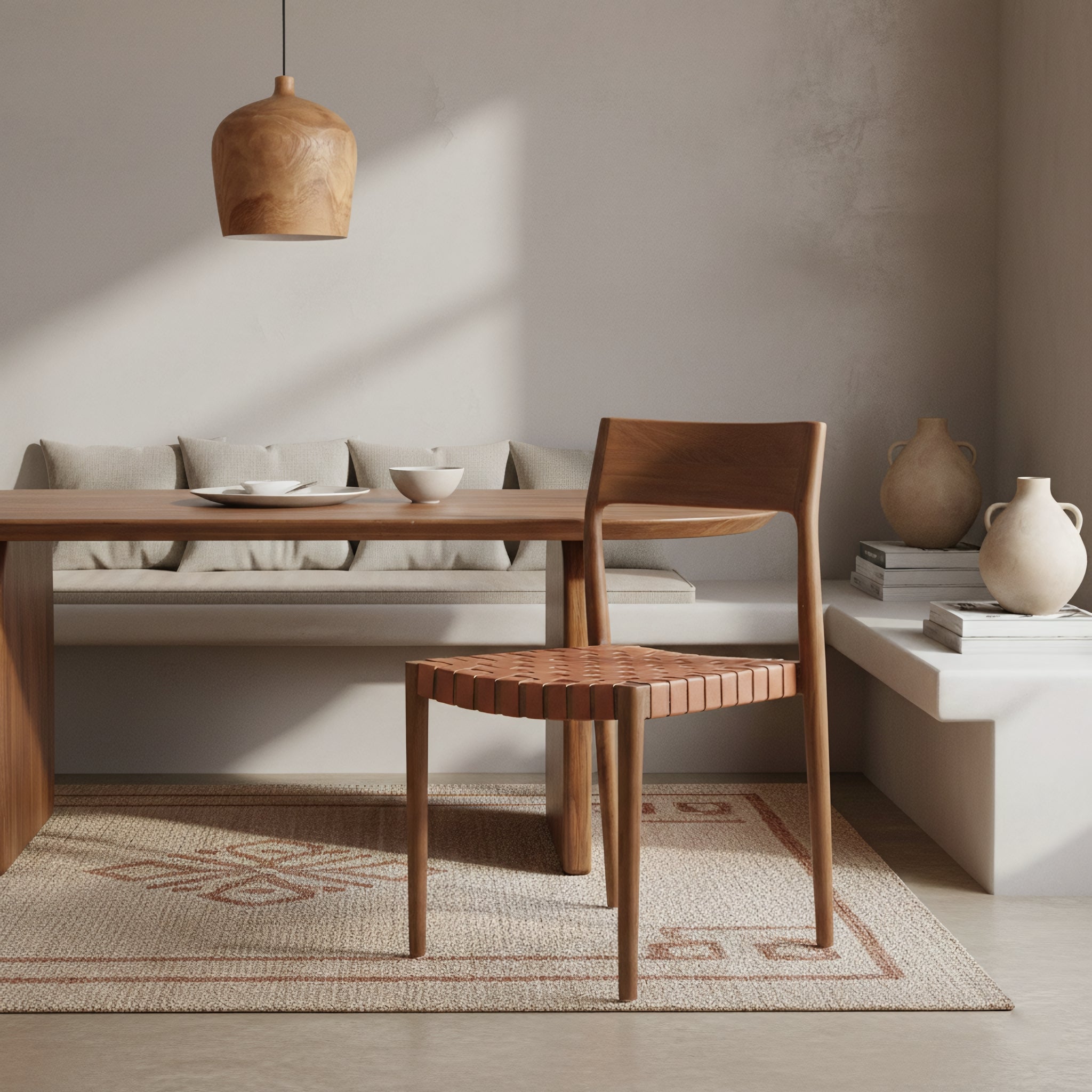 Eetkamerstoel Freya teak met leer - naturel (set van 2)