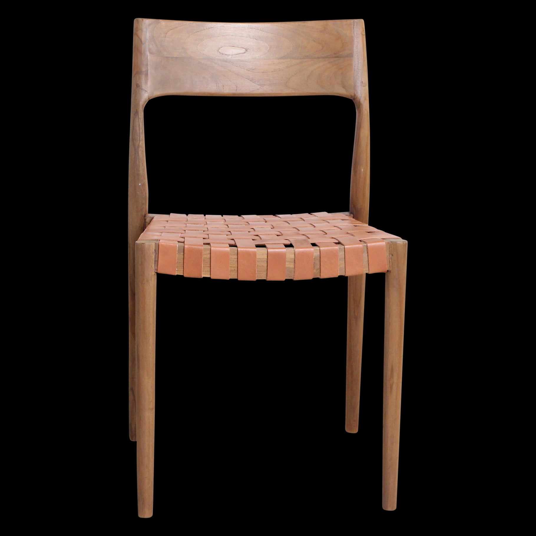 Eetkamerstoel Freya teak met leer - naturel (set van 2)