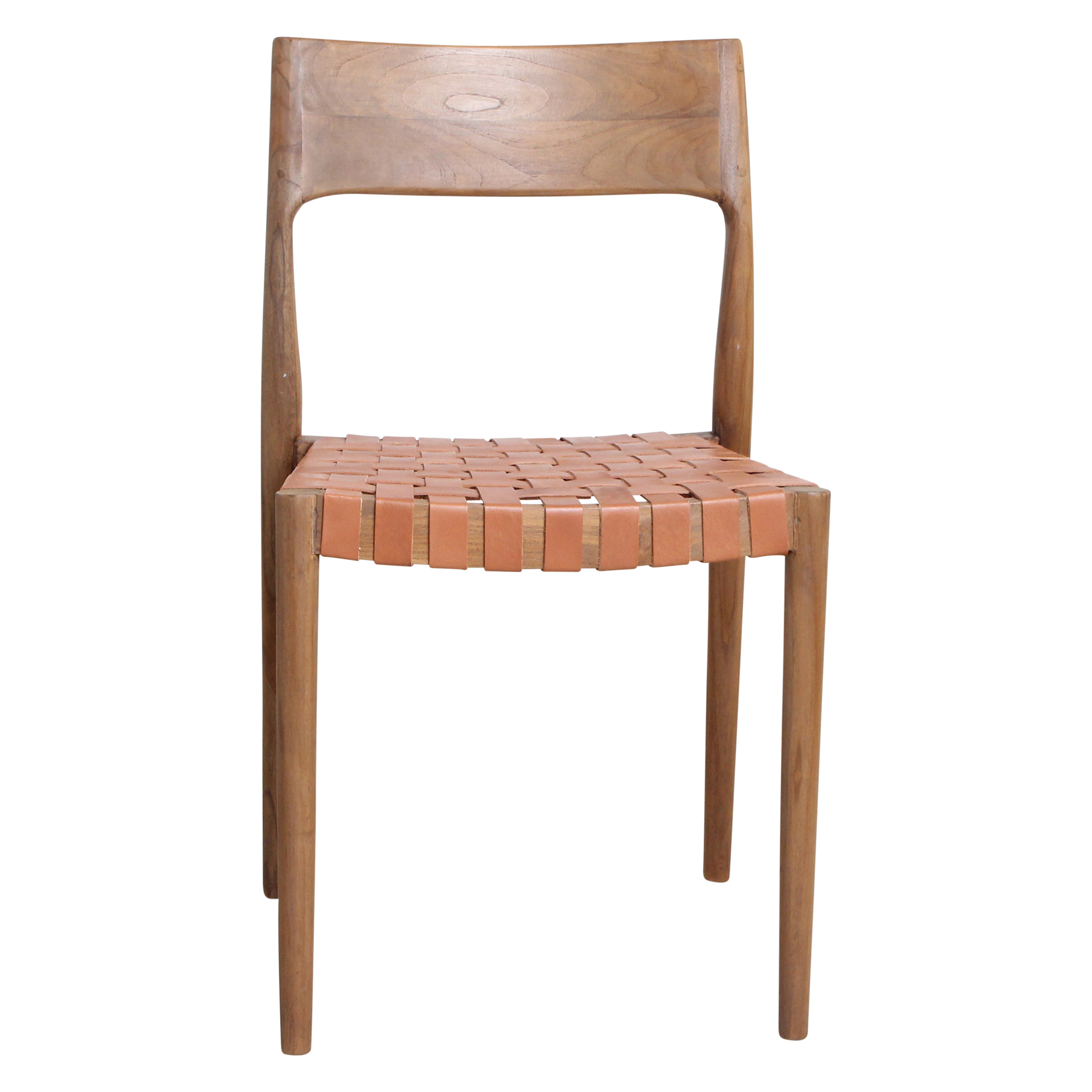 Eetkamerstoel Freya teak met leer - naturel (set van 2) by Raw Materials Amsterdam