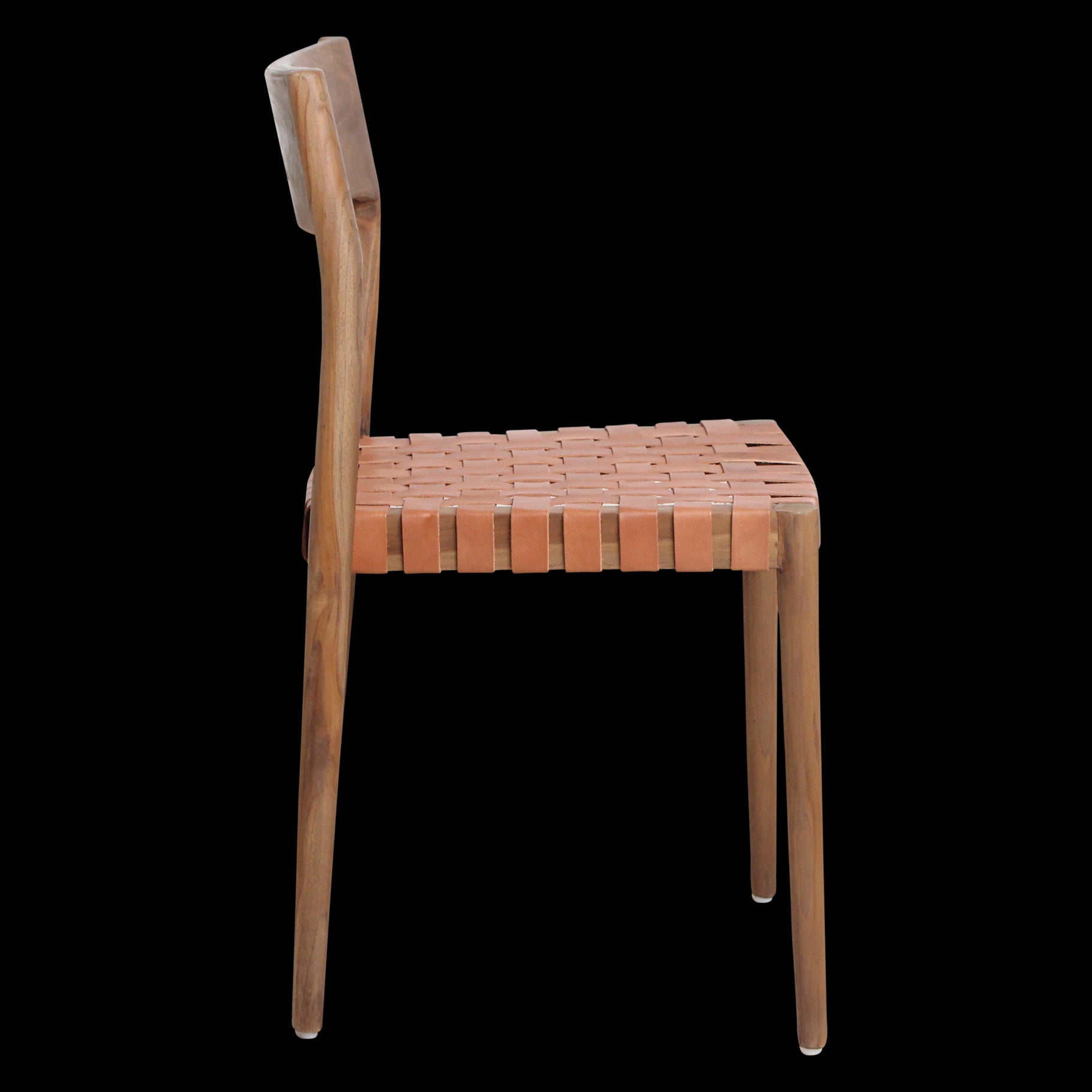 Eetkamerstoel Freya teak met leer - naturel (set van 2)