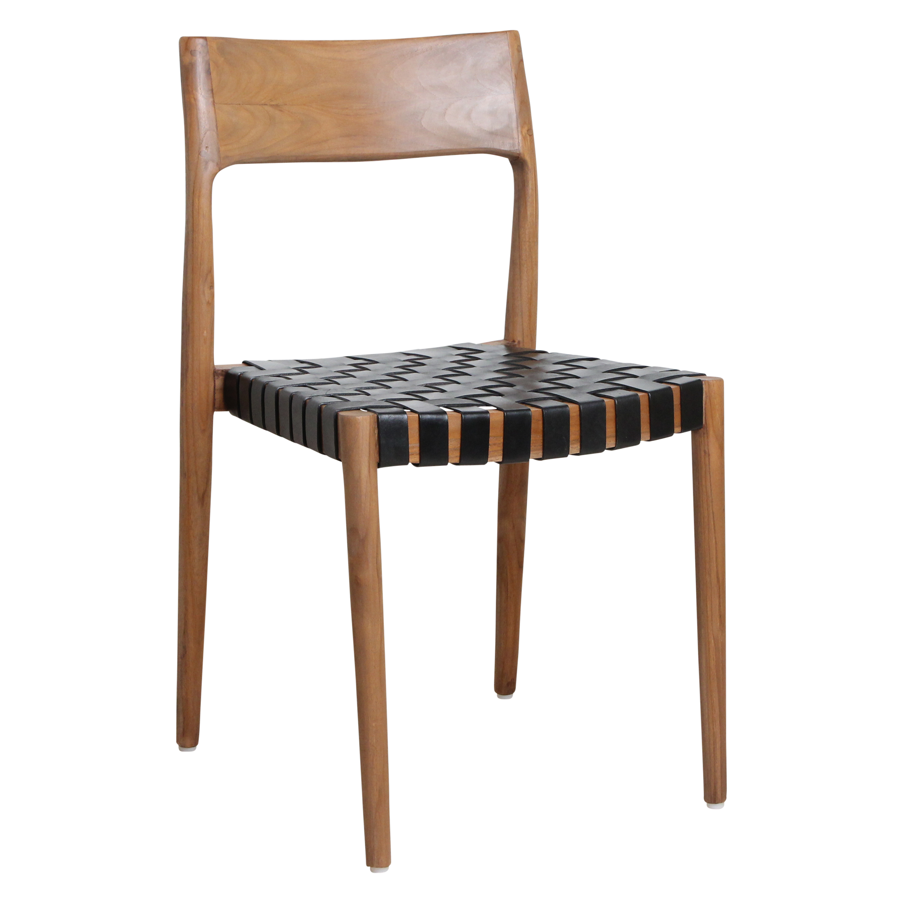 Eetkamerstoel Freya teakhouten met leer - zwart (set van 2) by Raw Materials Amsterdam