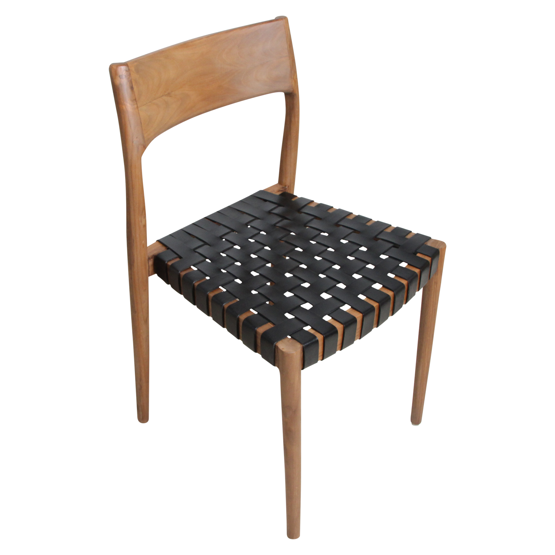 Eetkamerstoel Freya teakhouten met leer - zwart (set van 2) by Raw Materials Amsterdam