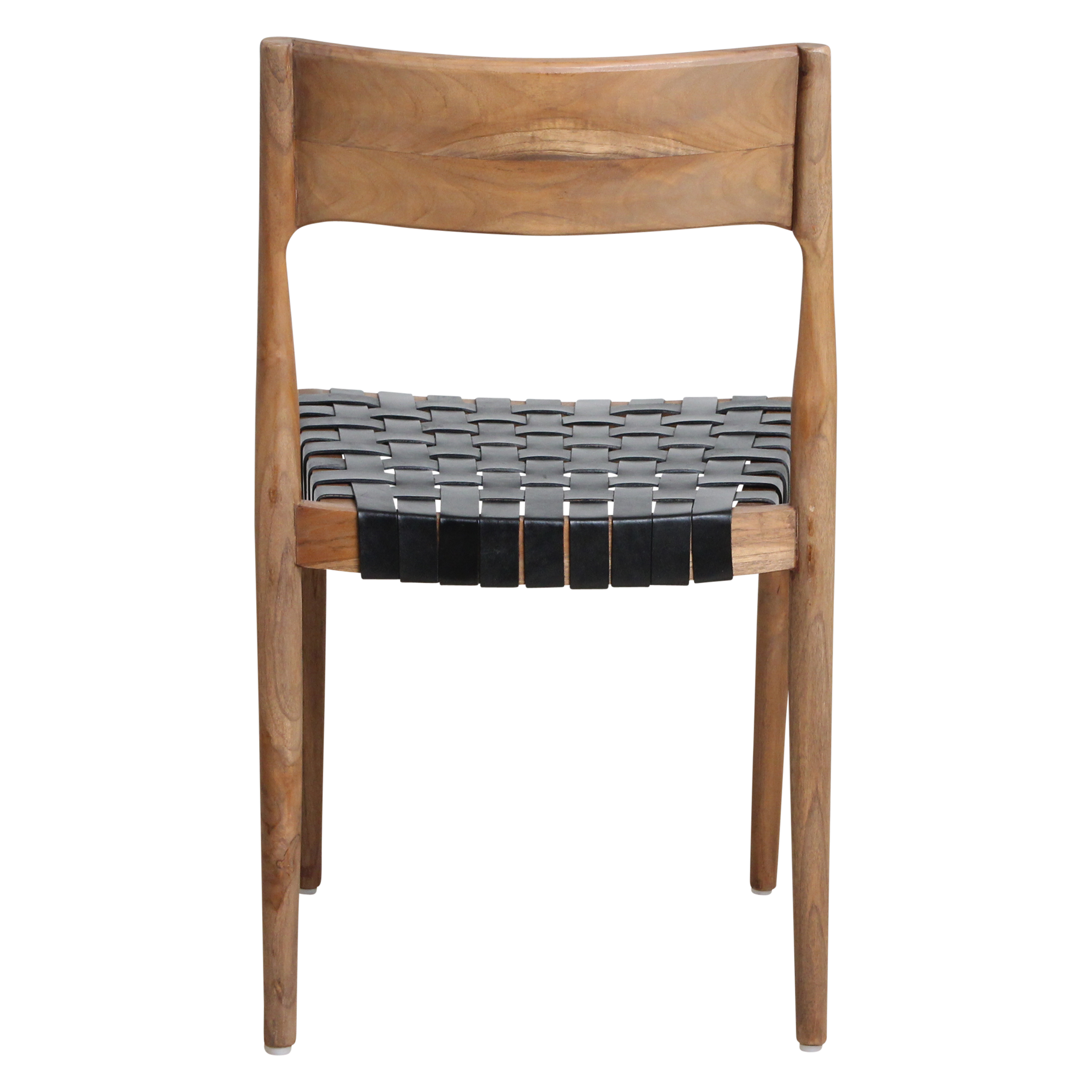 Eetkamerstoel Freya teakhouten met leer - zwart (set van 2) by Raw Materials Amsterdam