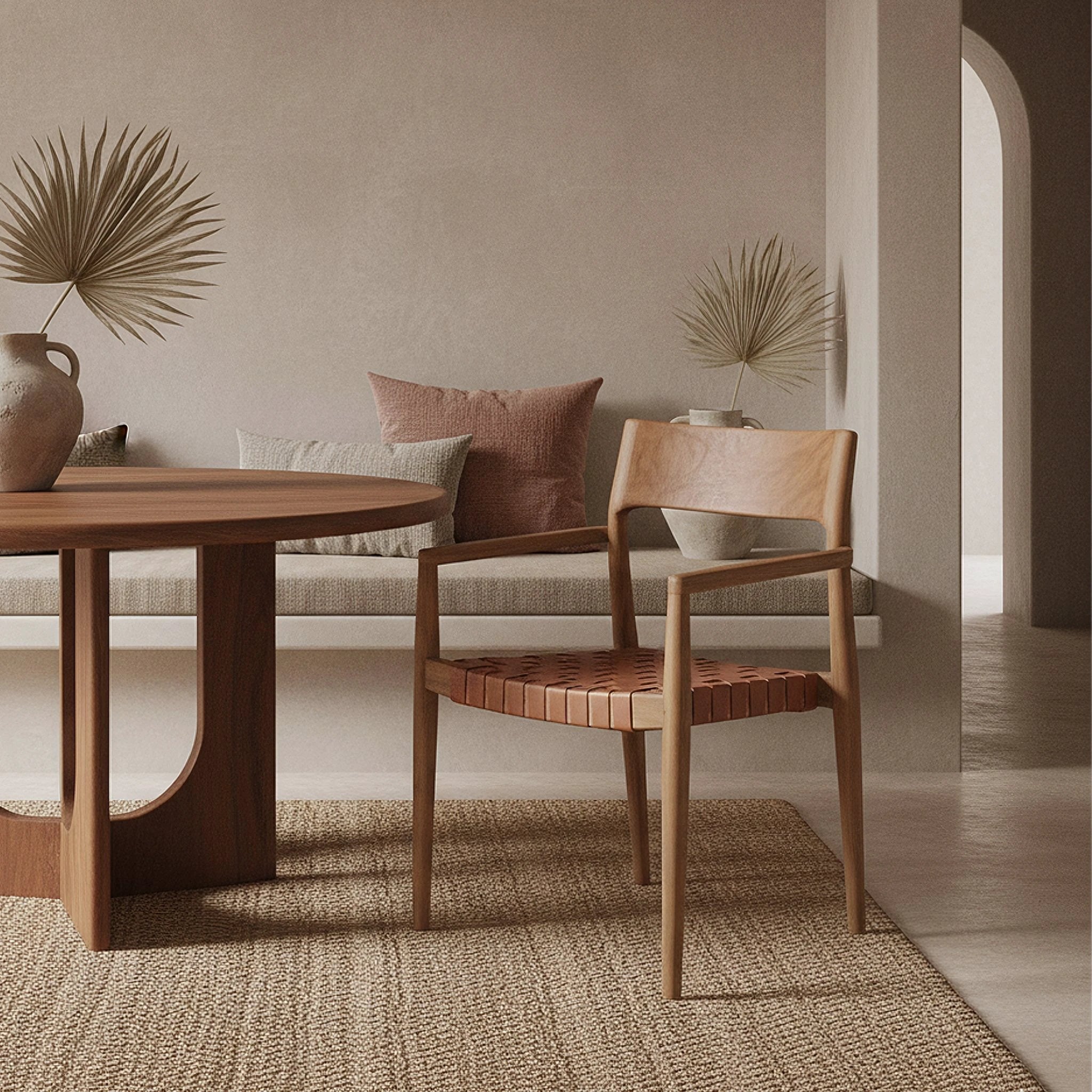 Eetkamerstoel Freya teakhouten met armleuning - naturel (set van 2) by Raw Materials Amsterdam