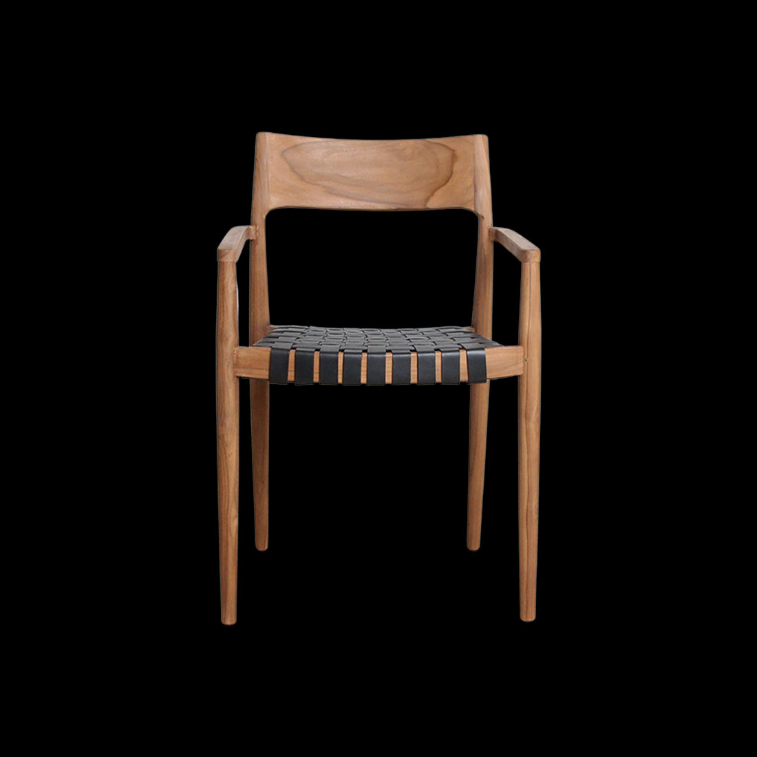 Eetkamerstoel Freya teak met armleuning - Zwart (set van 2)