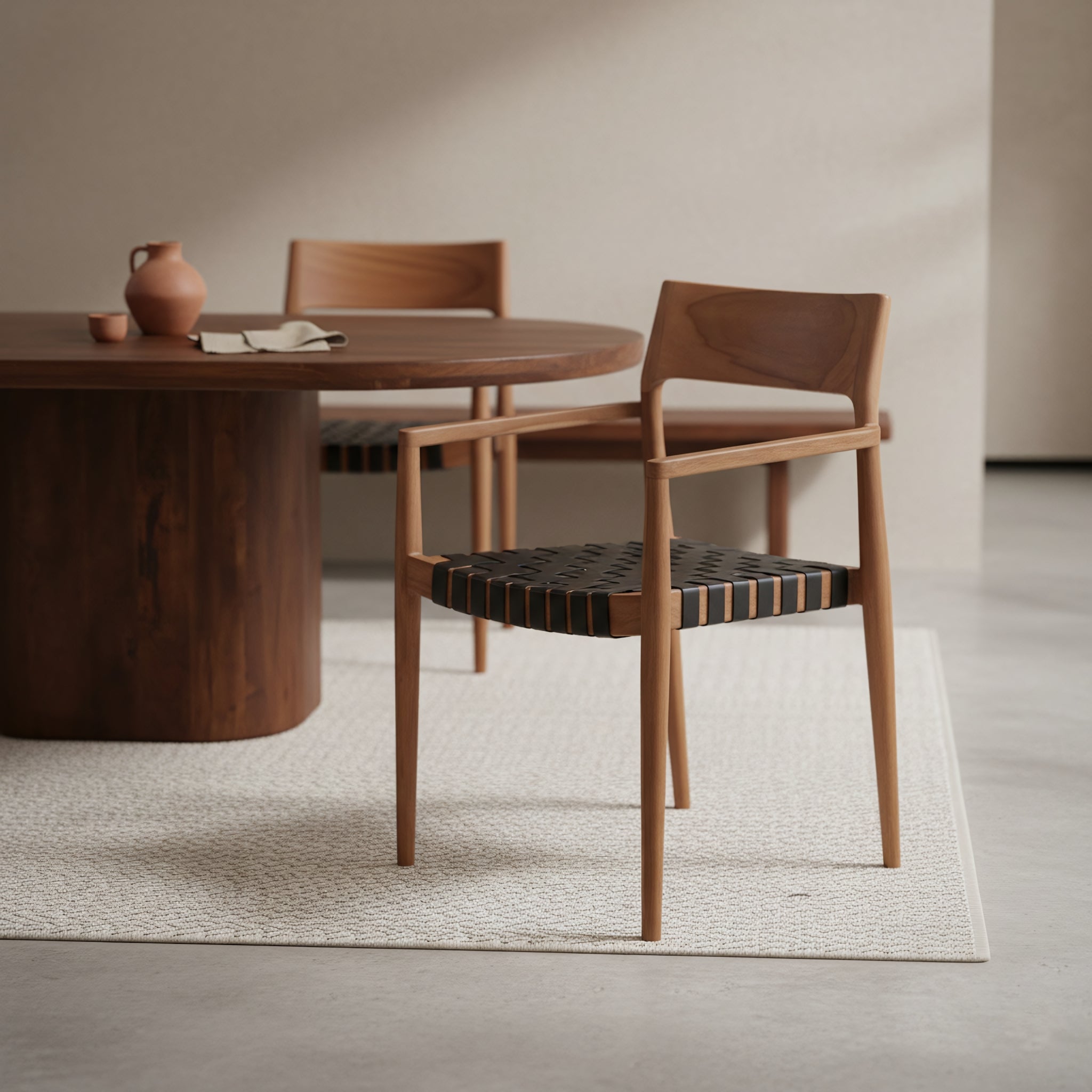 Eetkamerstoel Freya teak met armleuning - Zwart (set van 2)