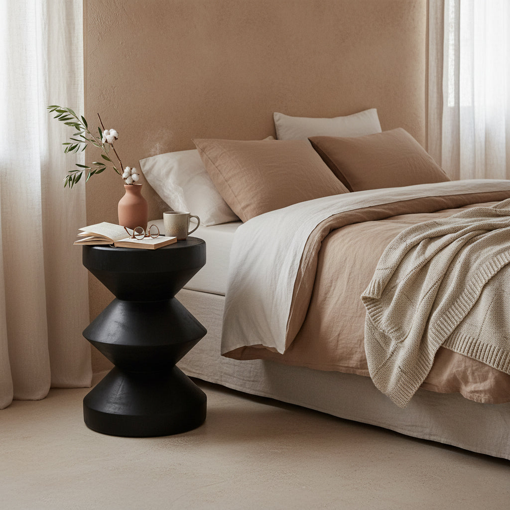 kruk/bijzettafel Teakhouten Rizo zwart