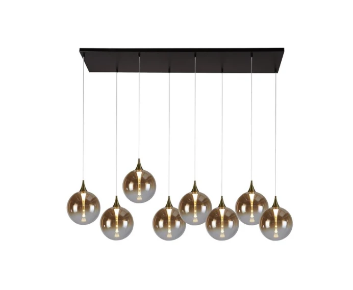 Hanglamp Alchemy LED 8L, Black metal and Amber Glass by Searchlight