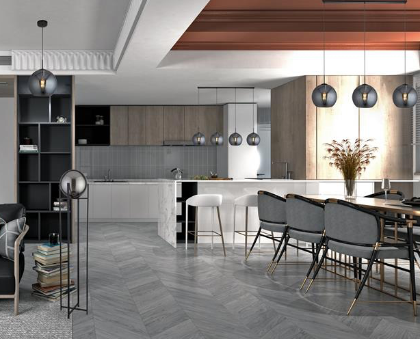 Hanglamp Amsterdam 4Lt - Black Metal & Smoked Glass