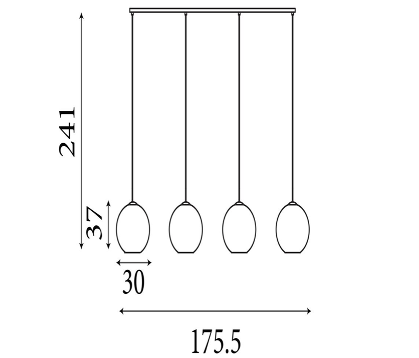 Hanglamp Amsterdam 4Lt - Black Metal & Smoked Glass