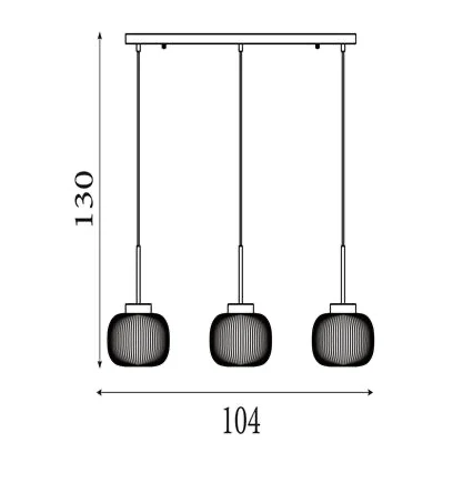 Hanglamp Lumina 3Lt - Black Metal & Opal Ribbed Glass by Searchlight