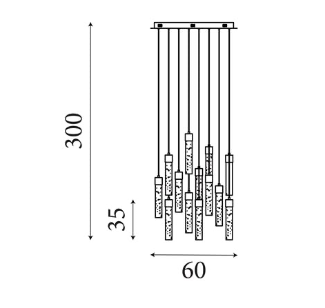 Hanglamp Moonbeam 13Lt, Black Metal & Marbleised Resin