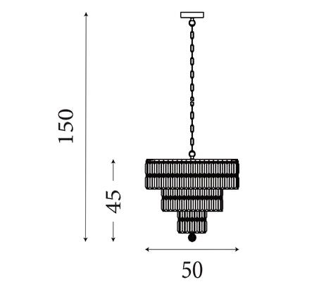 Hanglamp Empire 5Lt - Satin Brass Metal & Champagne Glass