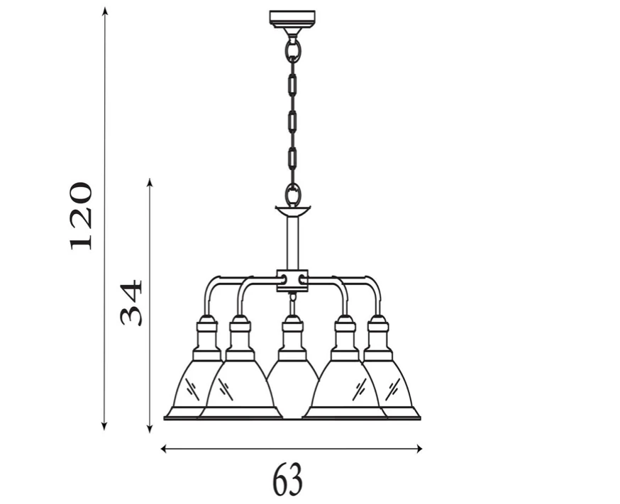 Hanglamp Bistro 5Lt - Antique Brass Metal & Acid Glass by Searchlight